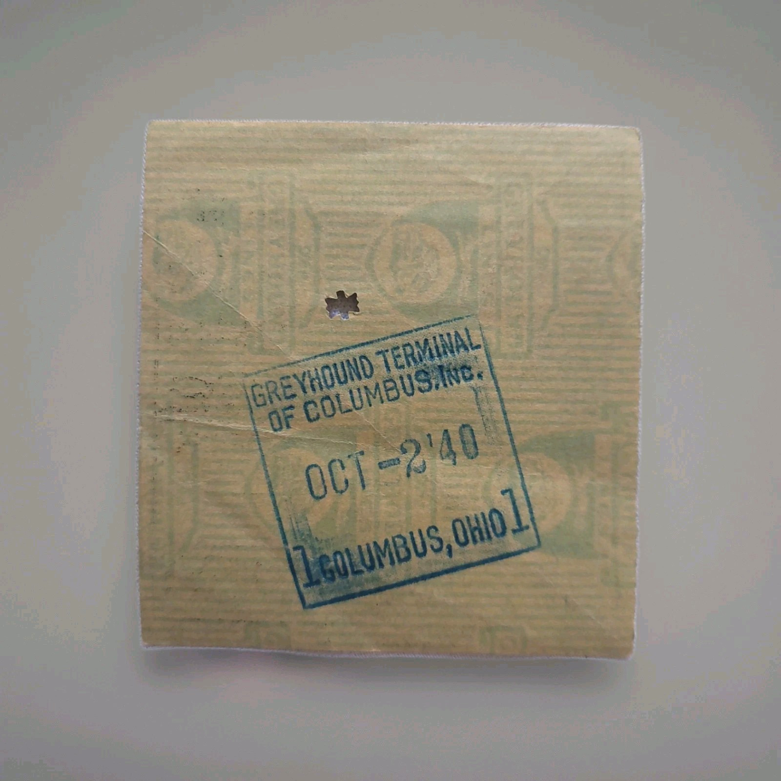 Greyhound Lines Bus Baggage Paper Ticket PA 1940 (p1b)
