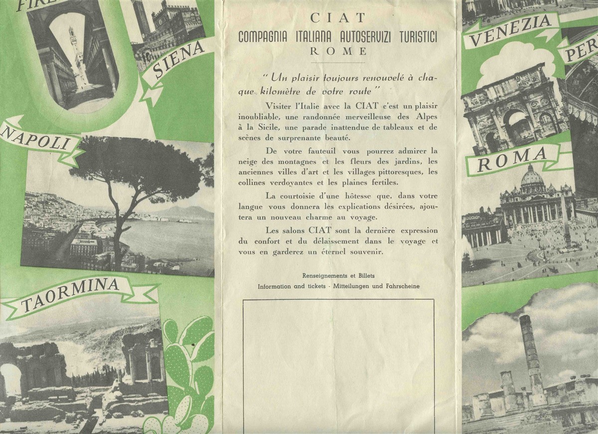 Cross Italy by CIAT Bus 1951 Map Cities Served