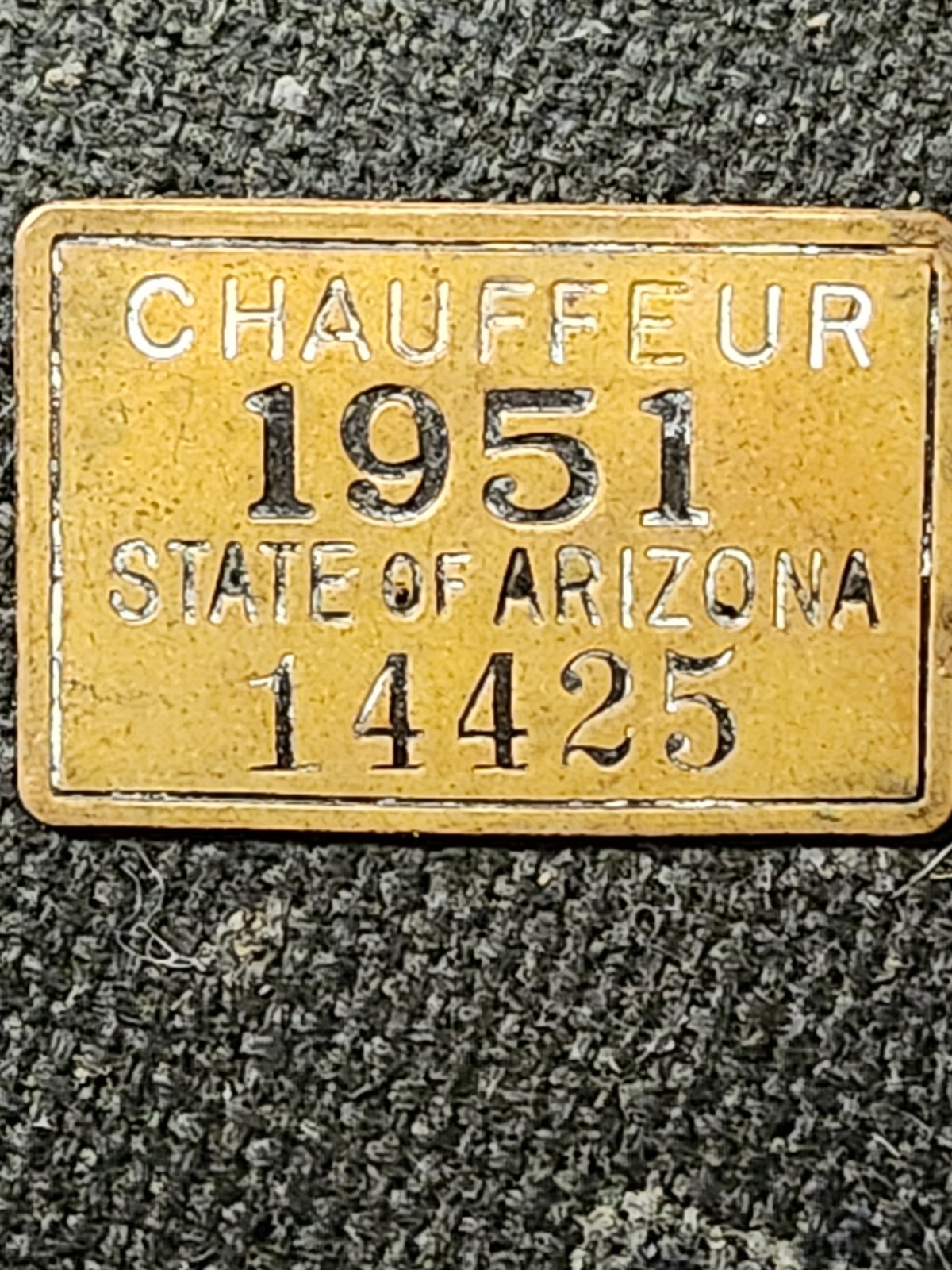 vintage 1951 Arizona Chauffeur Badge Employee ID CDL Pin Driver License