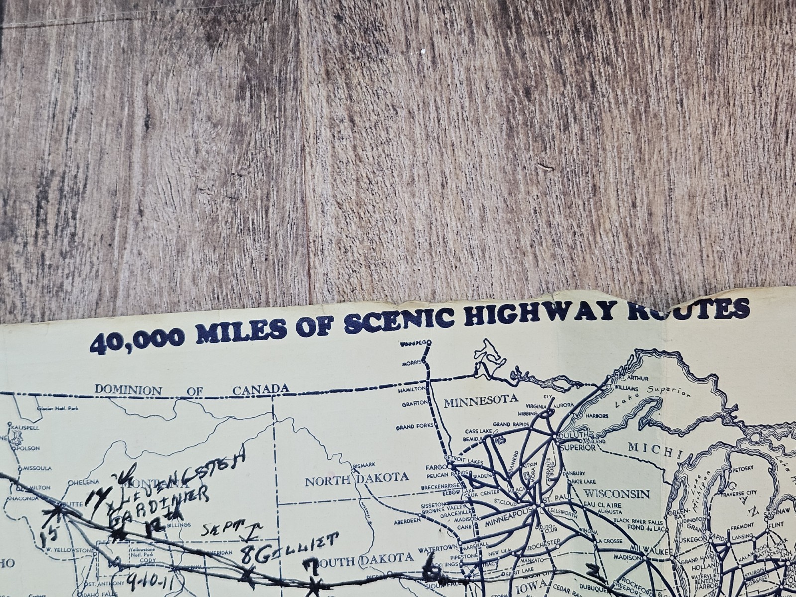 Vintage Pacific Greyhound Lines Route Map Timetable Handwritten Trip Notes USA
