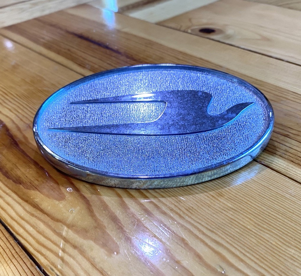 Vintage Blue Bird School Bus Plastic Front Sign Badge Emblem Plaque 6” X 4”