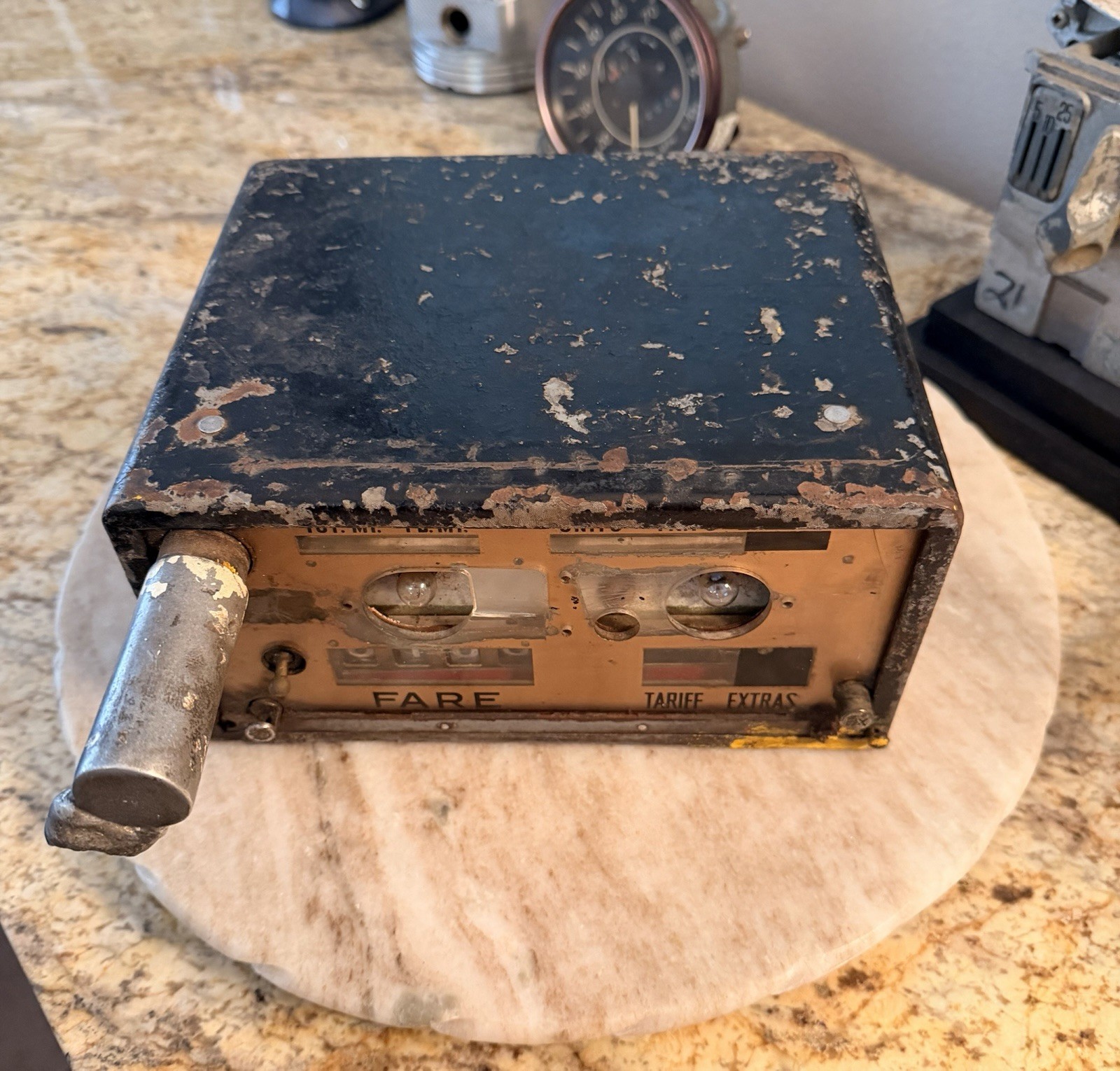 VTG Rockwell Ohmer Taxi Meter Mid-Century Mechanical Fare Box Industrial Decor