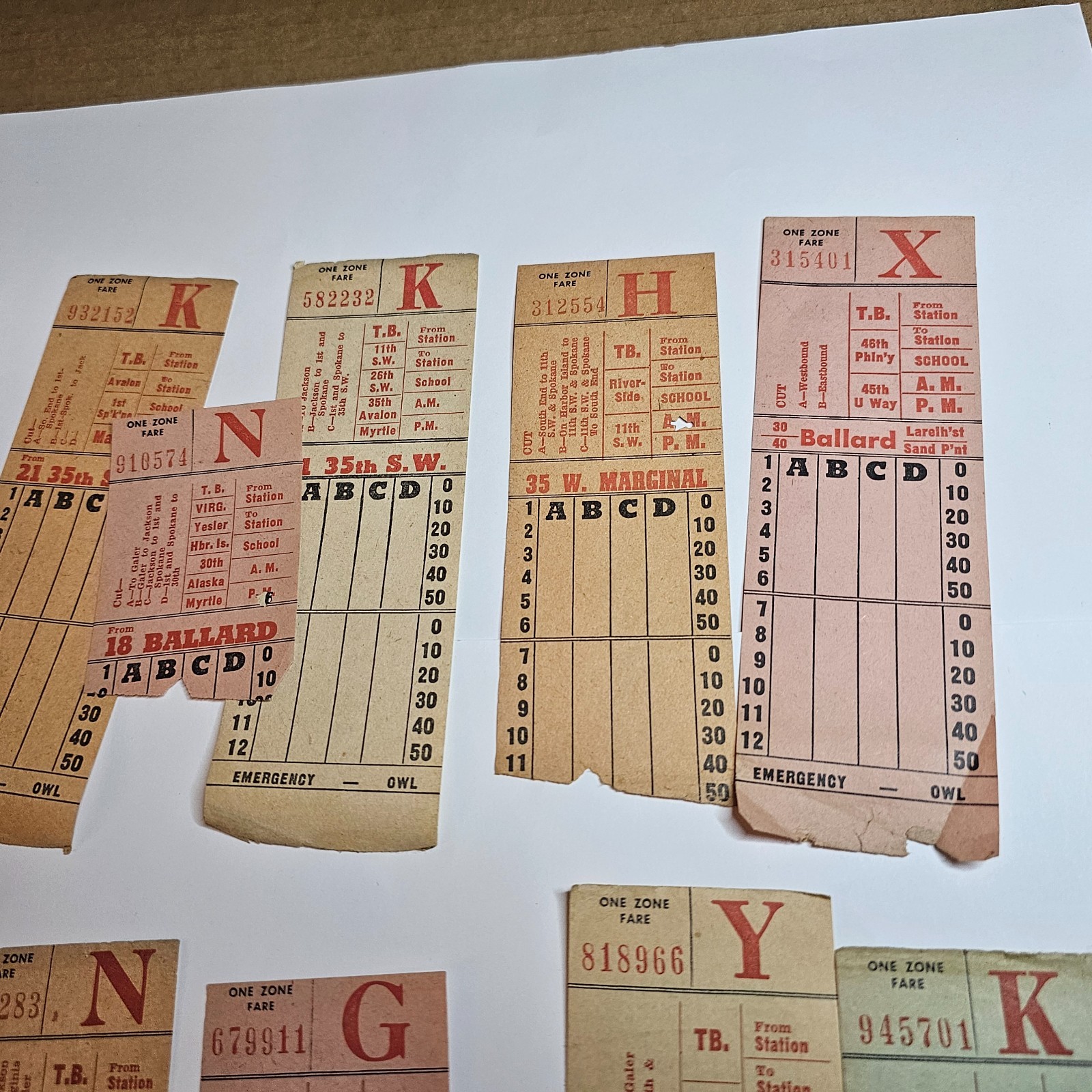 1950s SEATTLE TRANSIT SYSTEM TICKET CARD LOT BUS TROLLEY DRIVER MOTOR COACH FARE