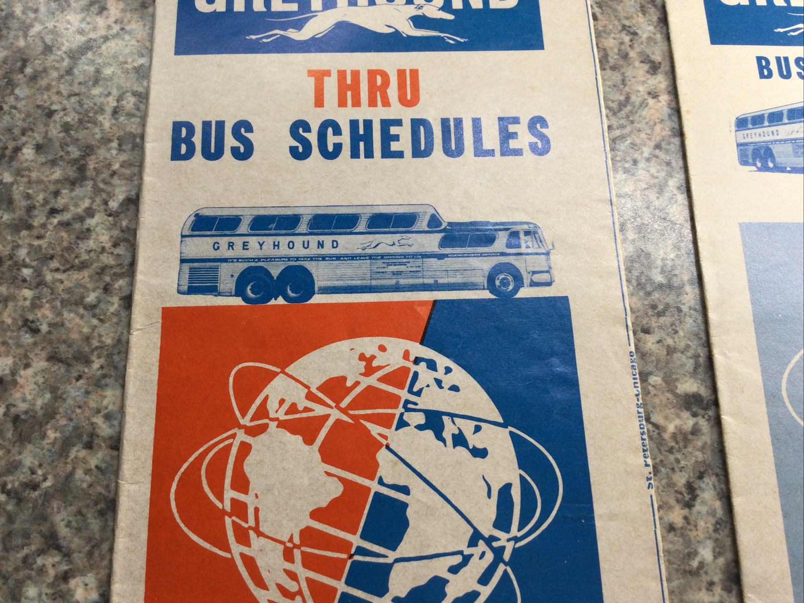 Lot of 5 Bus time tables Greyhound 1964, 1965, 1967, 1968