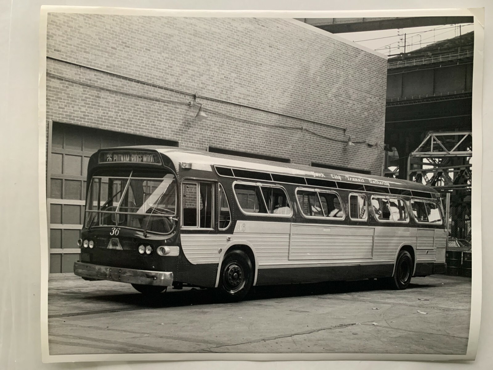 8X10 NY NYC SURFACE BUS PUTNAM RIDGEWOOD 1975 ELEVATED SUBWAY TRACKS PHOTOGRAPH
