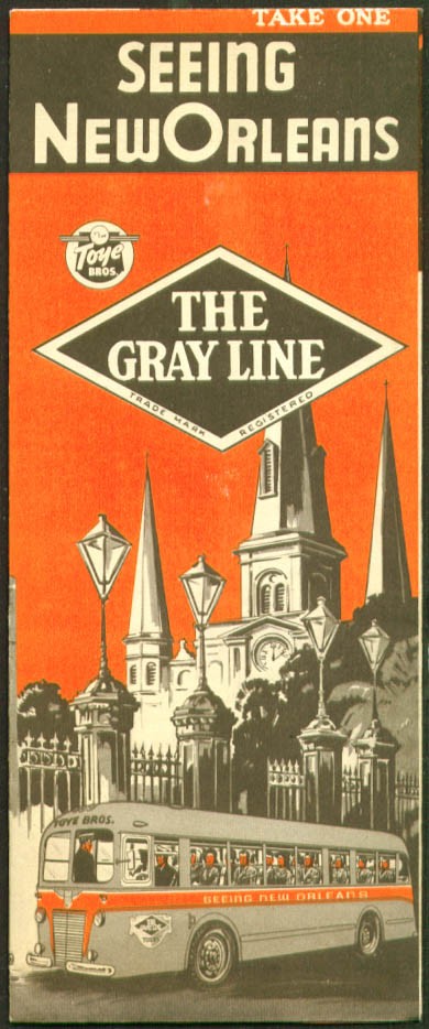 Gray Line Bus Seeing New Orleans folder 1940s