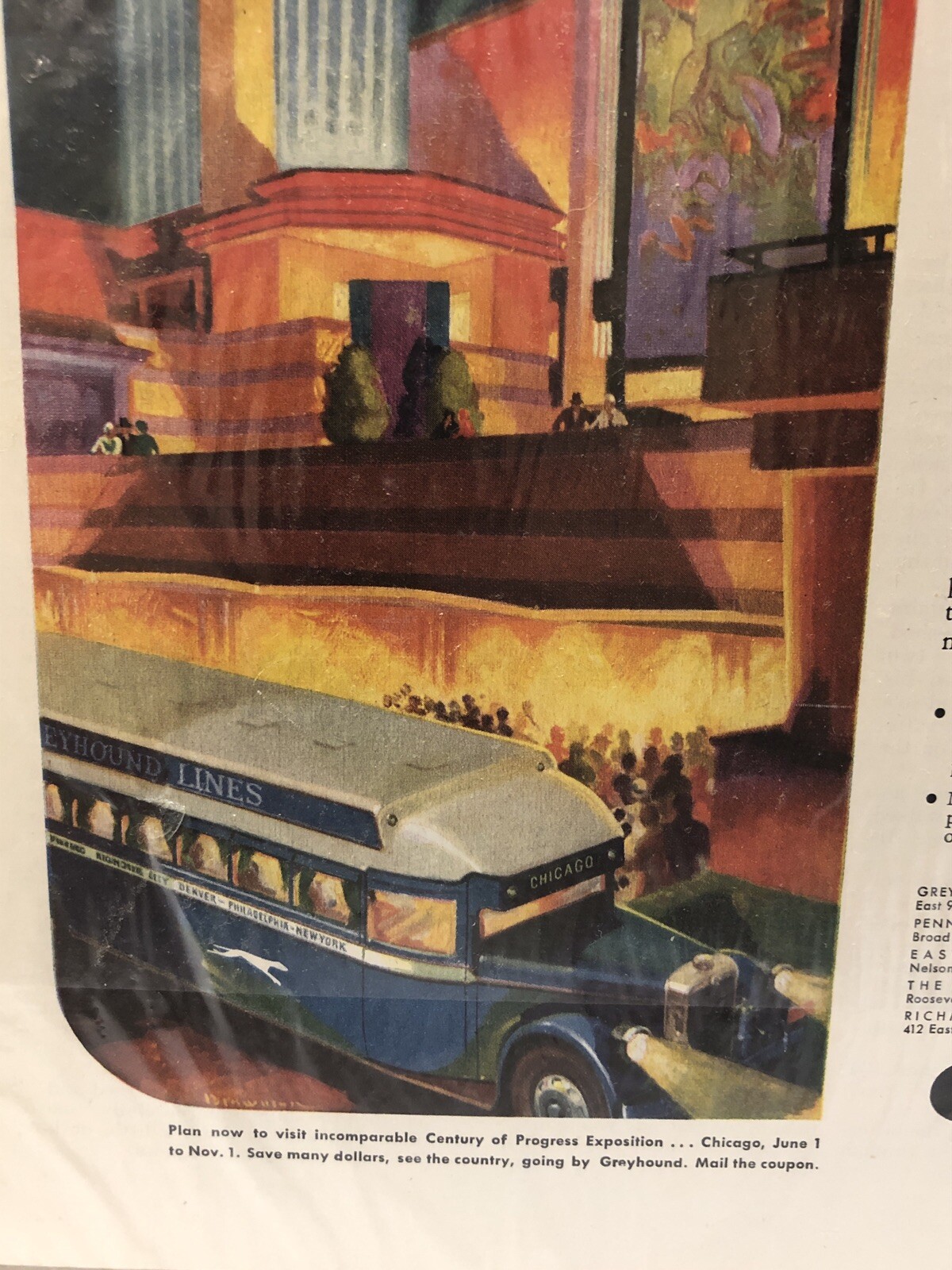 Vintage Greyhound Bus Lines Magazine Ads x2 1933 World’s Fair & 1951