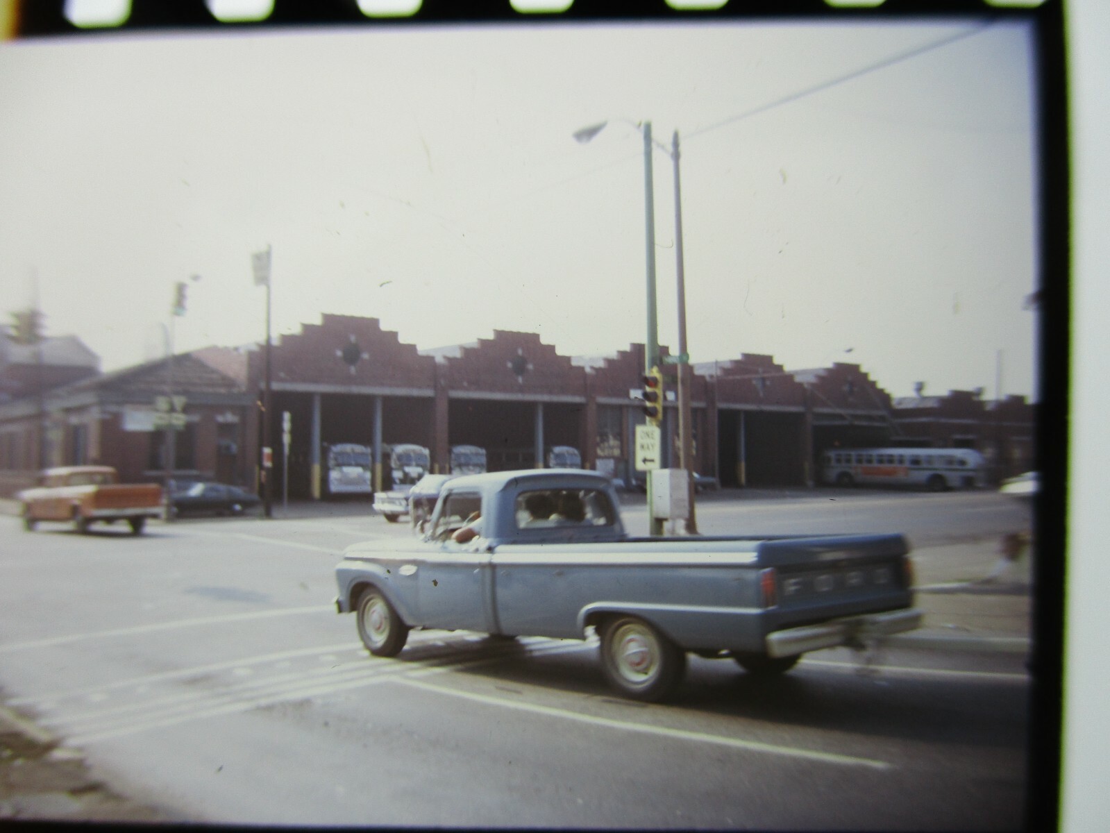 Orig 1960s? Bus Depot Long Island? New York? Ford Truck 35mm Film Photo