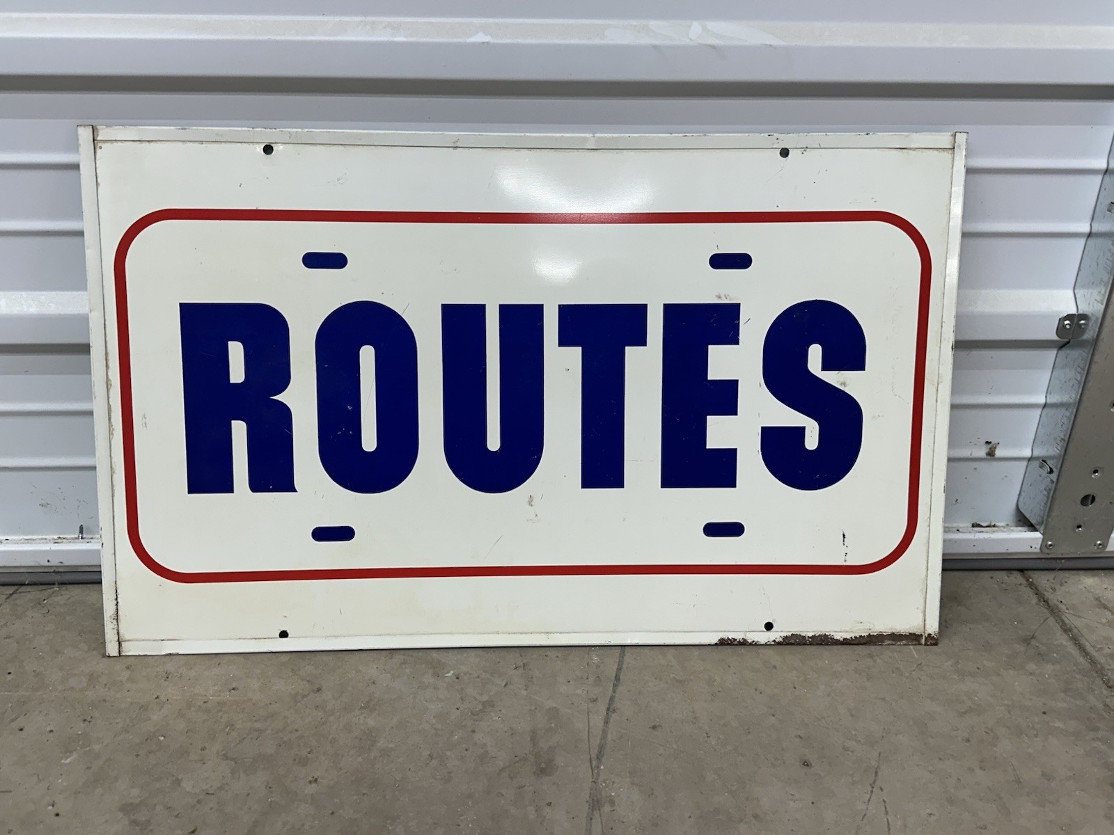 Vintage ROUTES Double Sided Metal SIGN Road Street Maps Trip Highway Train Bus
