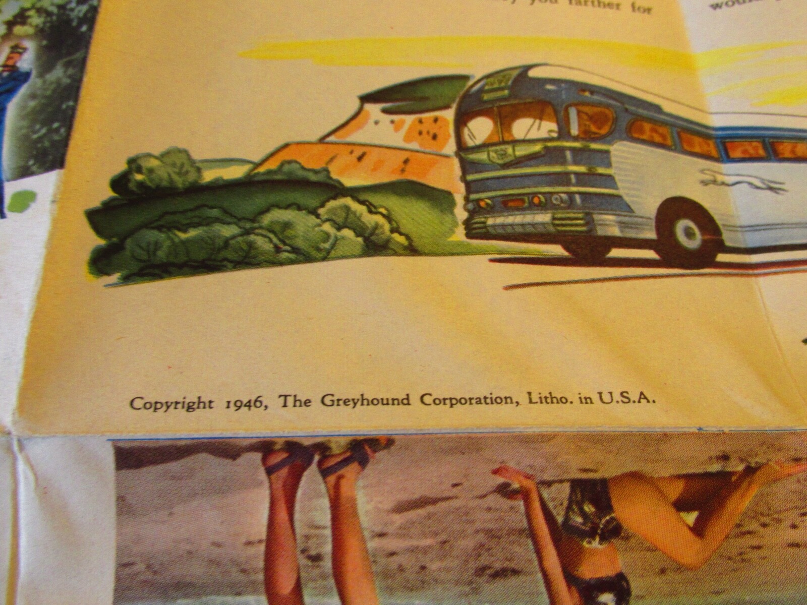 Vintage 1946 Greyhound Bus New England Travel Brochure ME VT NH MA CT RI Q1129