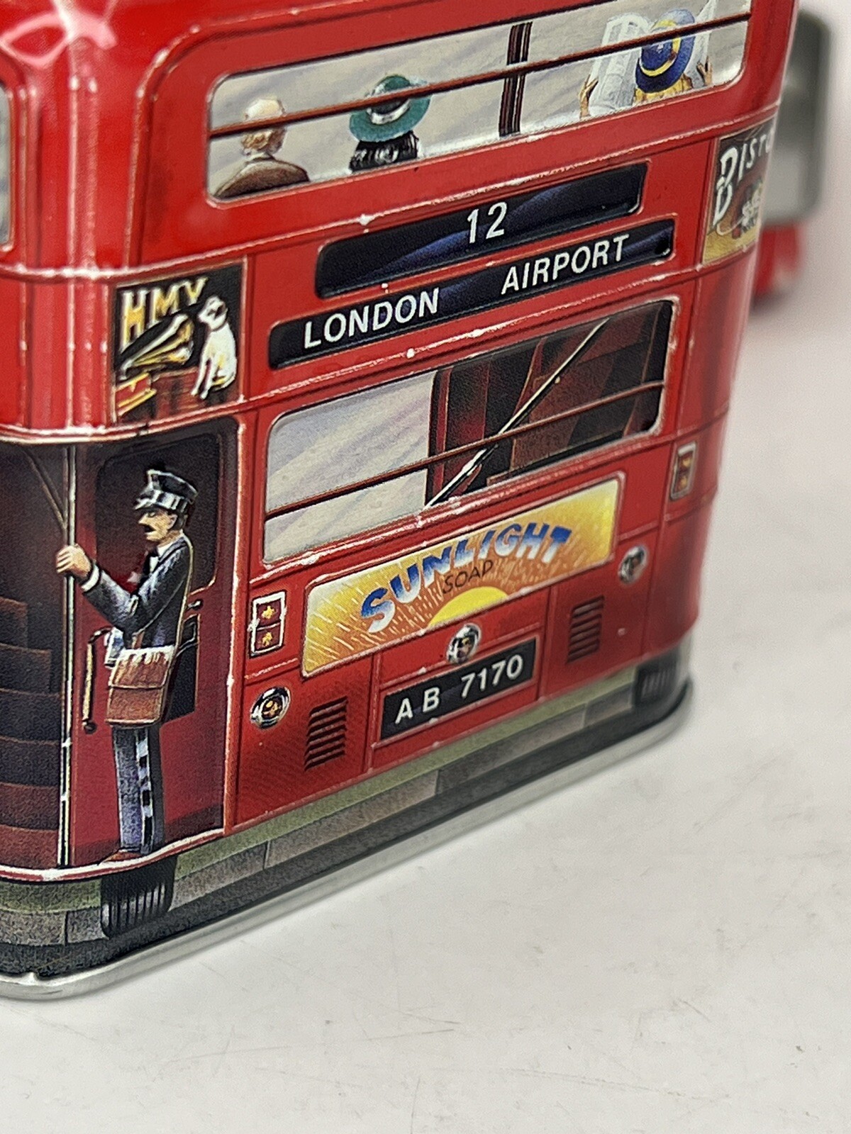 Churchill’s Confectionery London Transport Double Decker Red Bus Tin Coin Bank