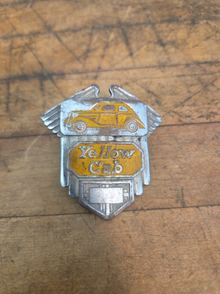 Antique 1930s / 1940s Yellow Cab Hat Badge