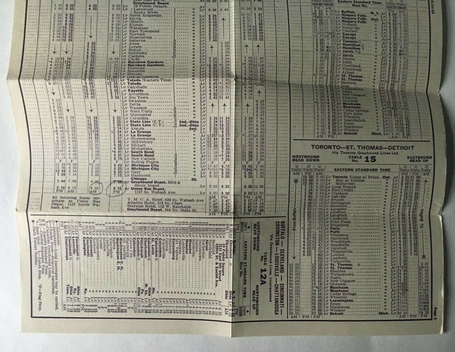 1932 Greyhound Lines Bus Motor Coach Illustrated Timetable NY Chicago Detroit