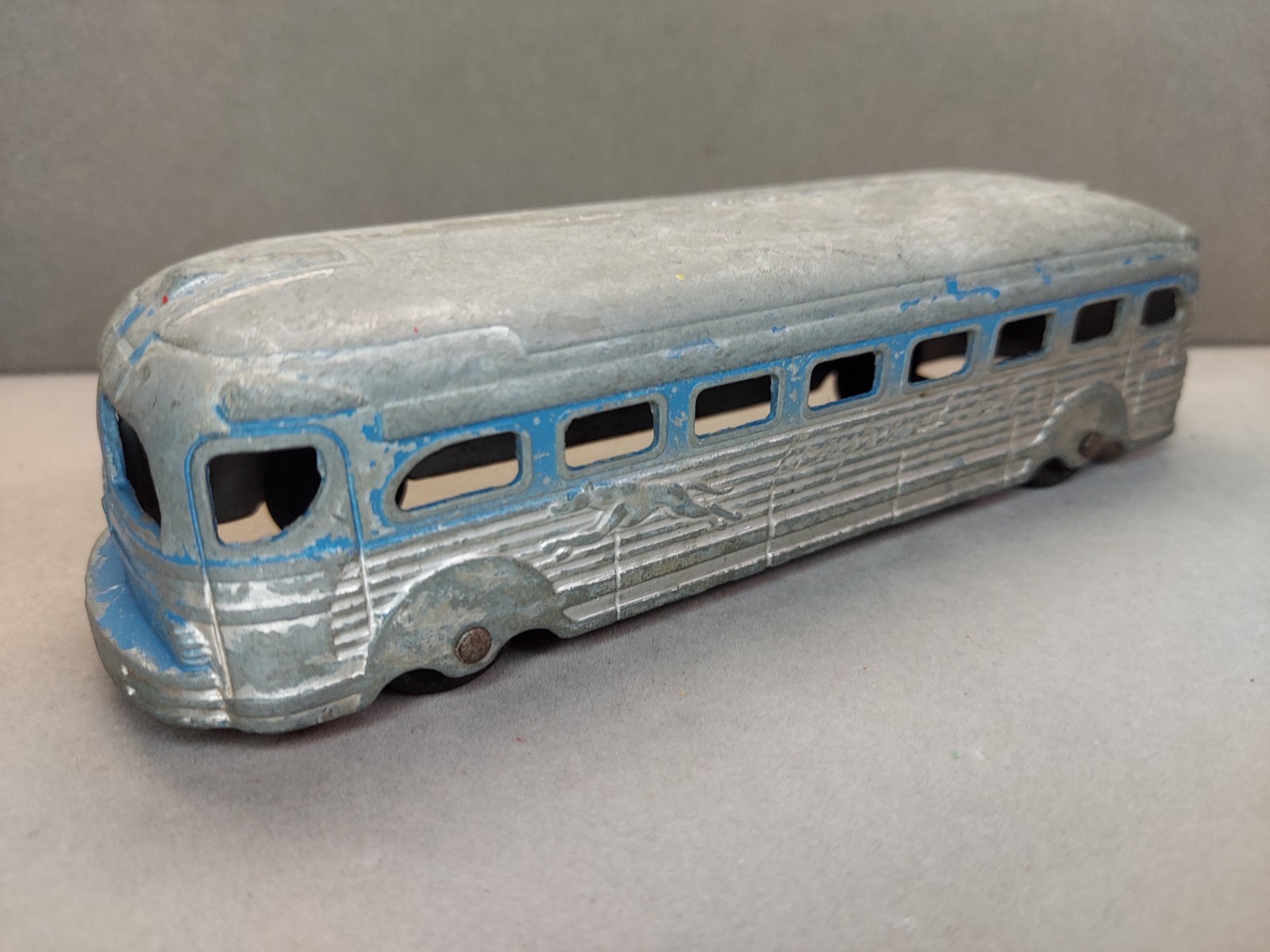 Vintage Greyhound Lines Bus Pressed Steel Toy Greyhound Bus Logo Advertising