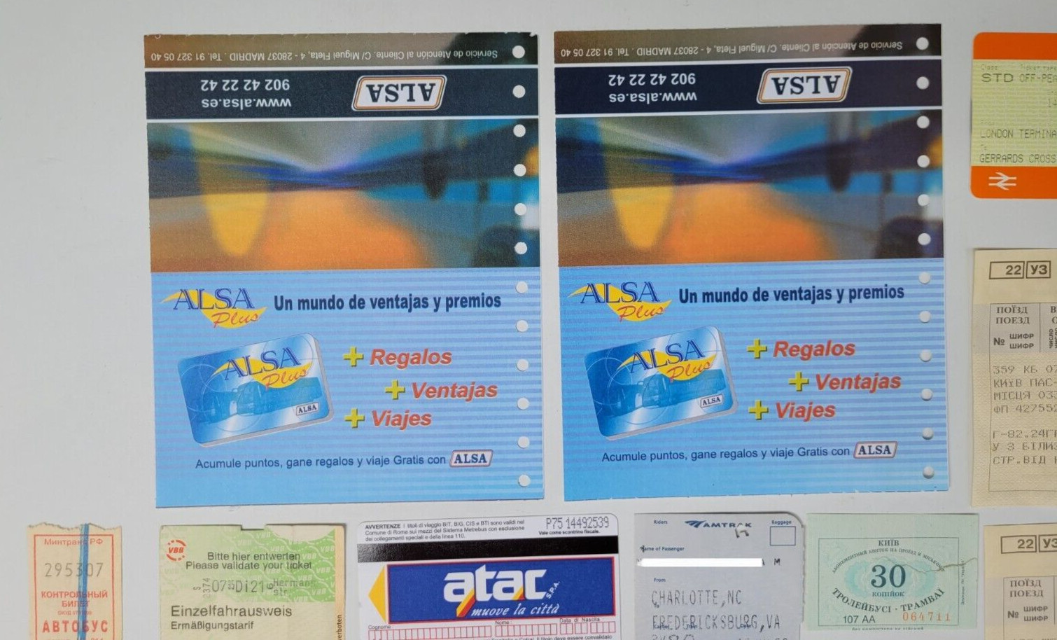 15 Travel tickets – USA, UK, Bulgaria, Germany, Spain, Ukraine bus, train, metro