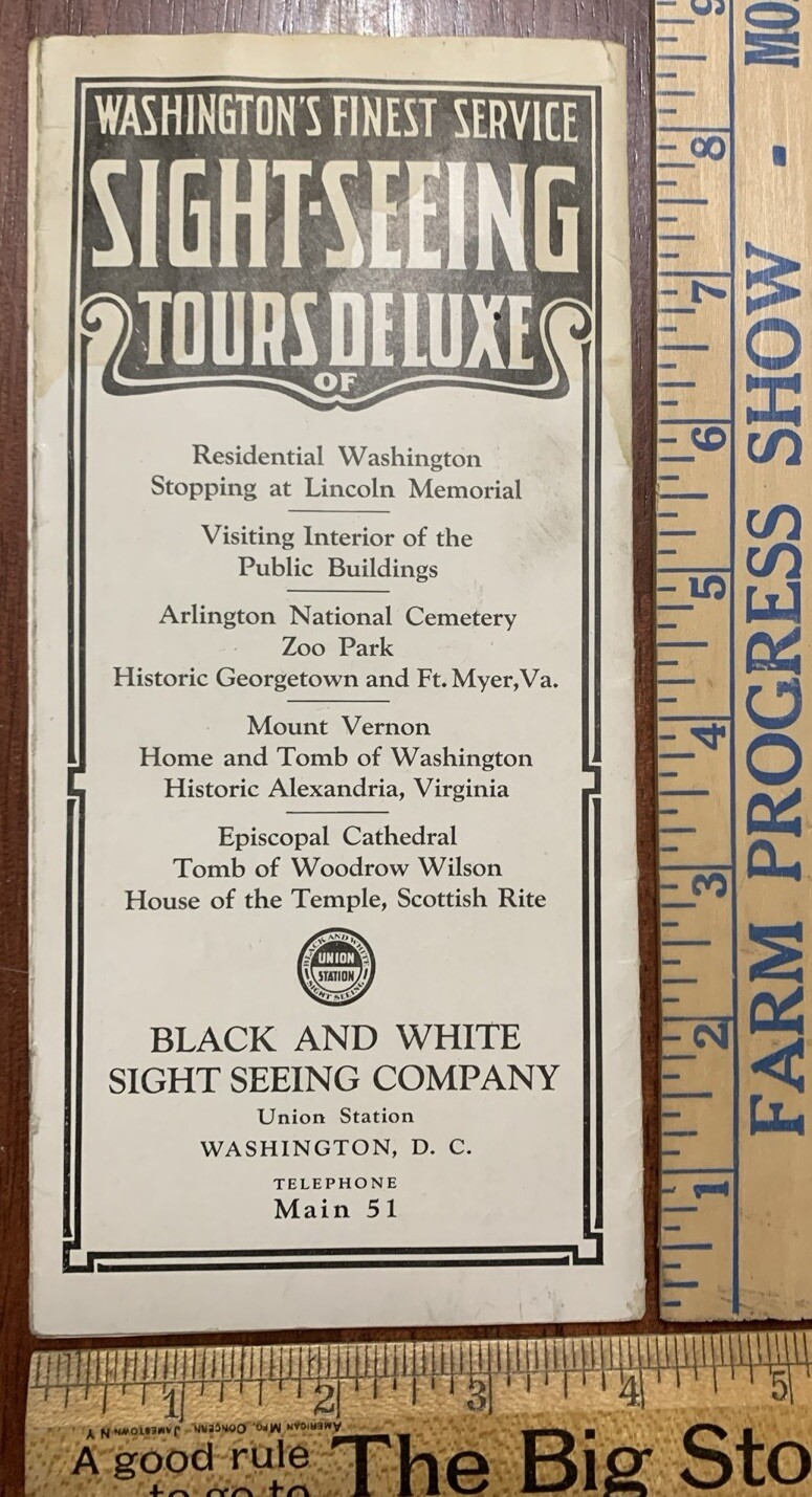 1931 Black & White Sight Seeing Company Washington DC Tours/Parlor Coaches WOW!