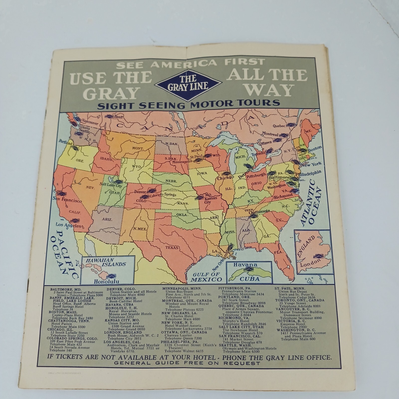 1920s GRAY LINE Bus Tours SALT LAKE CITY UTAH Advertising Travel Brochure