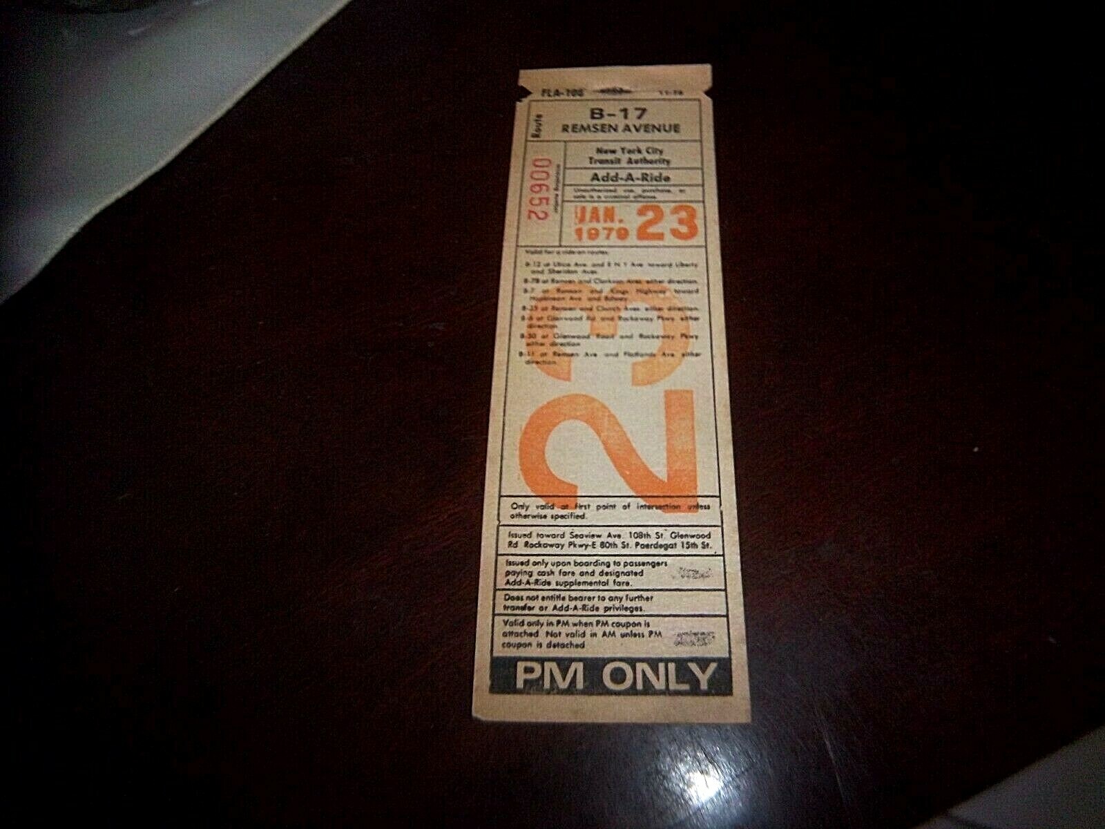 NYC NY BROOKLYN BUS TRANSFER 1979 ADD-A-RIDE REMSEN AVENUE SEAVIEW AVE ROCKAWAY