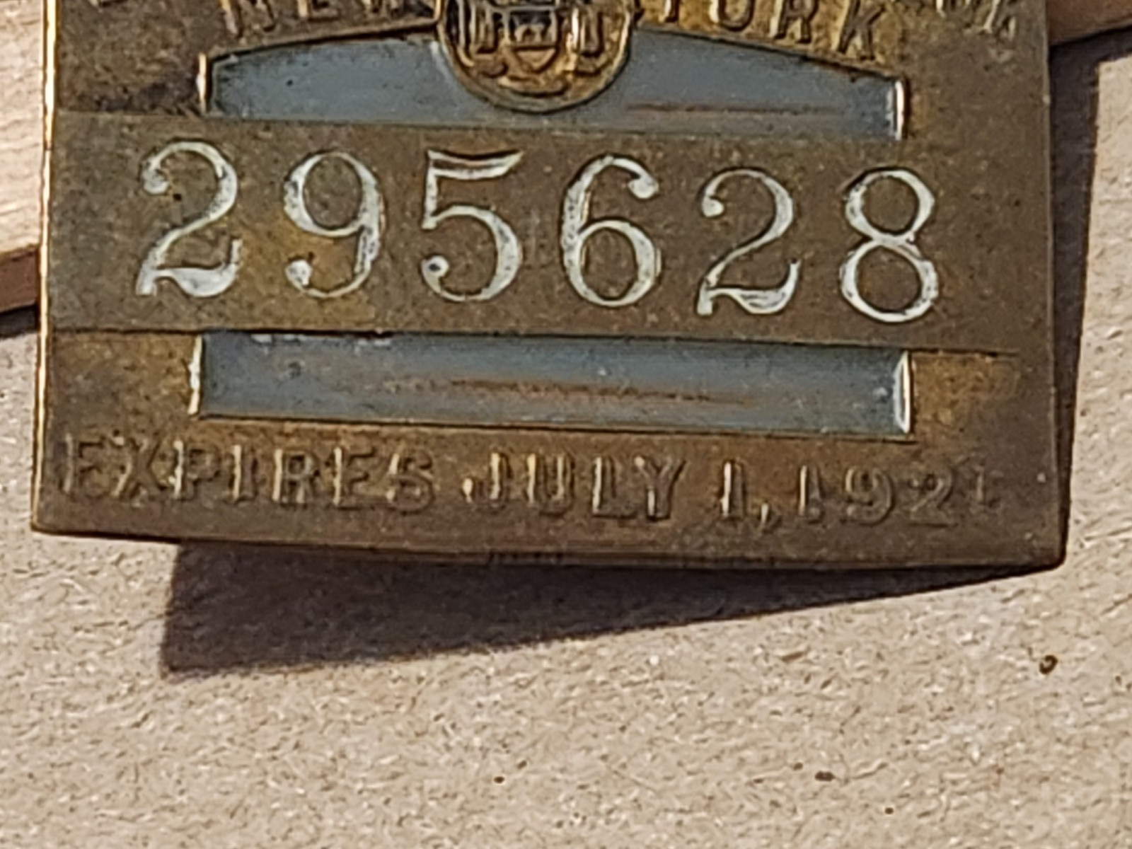Vintage 1925 New York Chauffeur License Badge # 295628 Drivers Pin