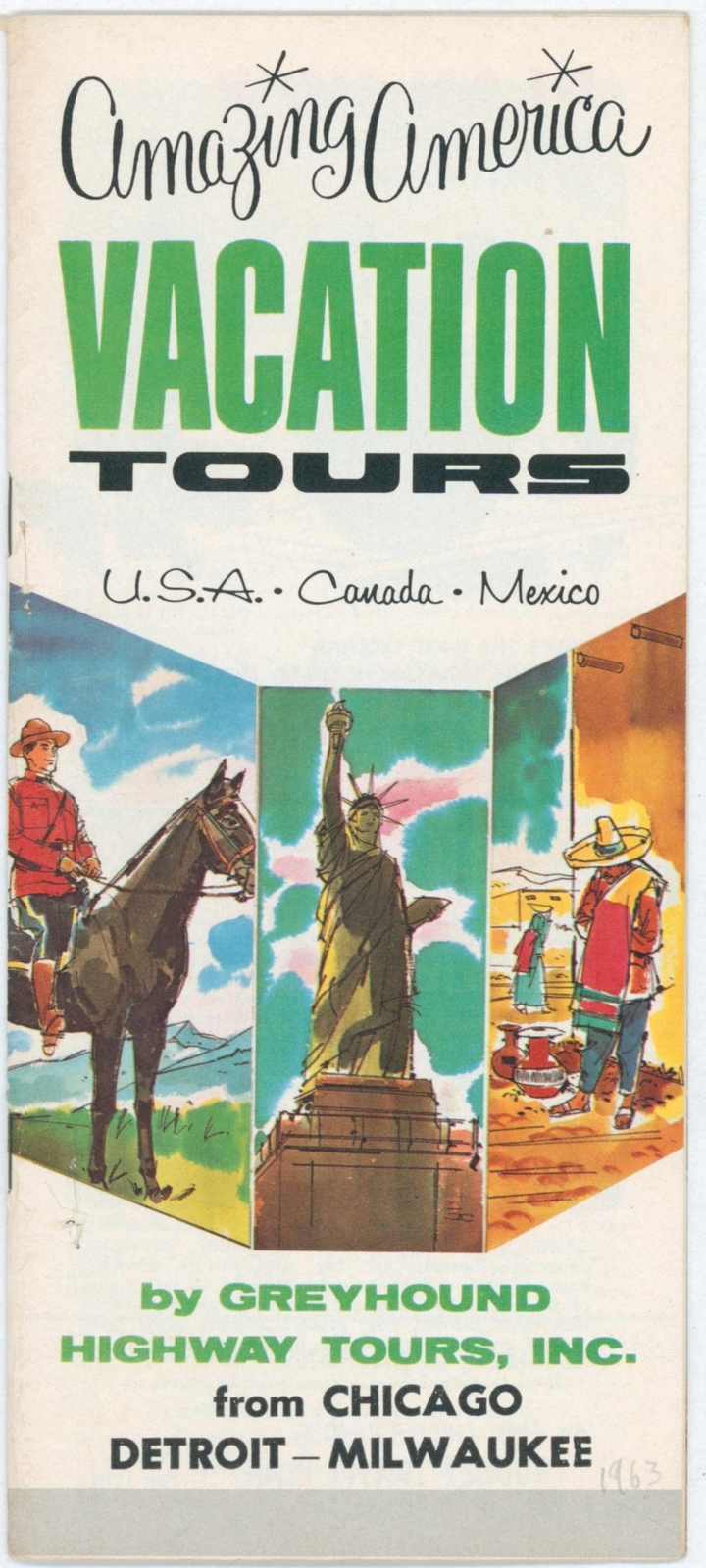 c1960 Greyhound Vacation Highway Tours Brochure Bus USA Canada Mexico Travel
