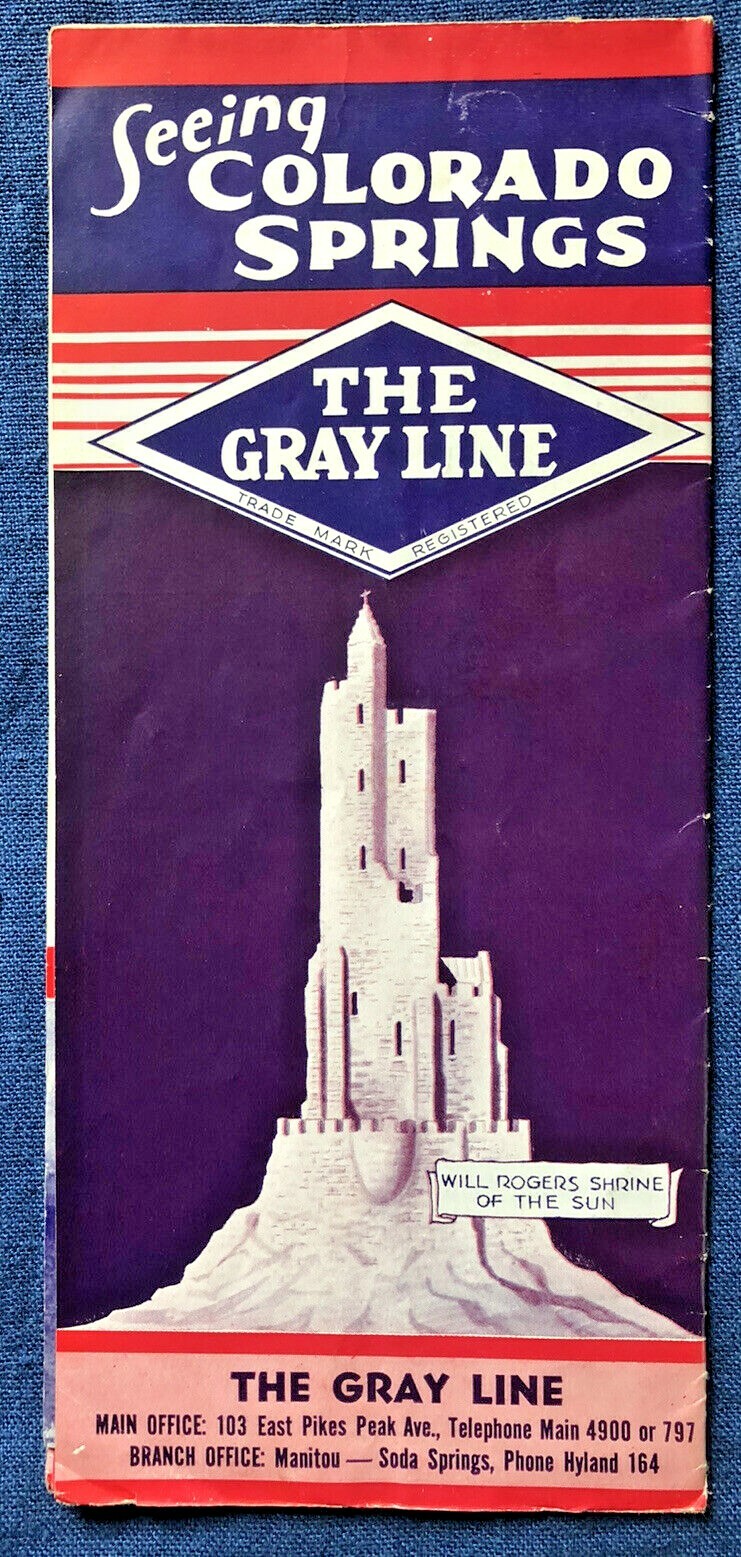 Pikes Peak COLORADO SPRINGS 1938 Brochure GRAY LINE MOTOR TOUR Cadillac Tour BUS