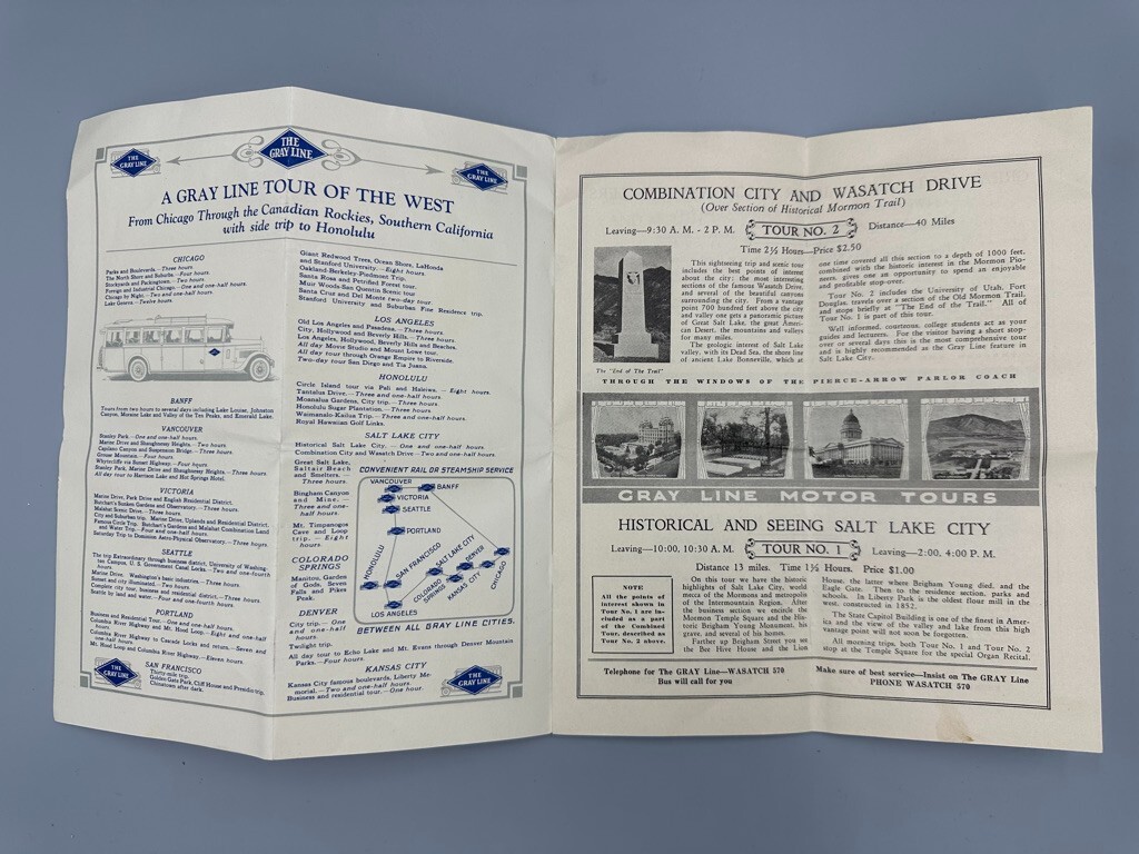 1920s GRAY LINE BUS Motor Tours SALT LAKE CITY Advertising Travel Brochure