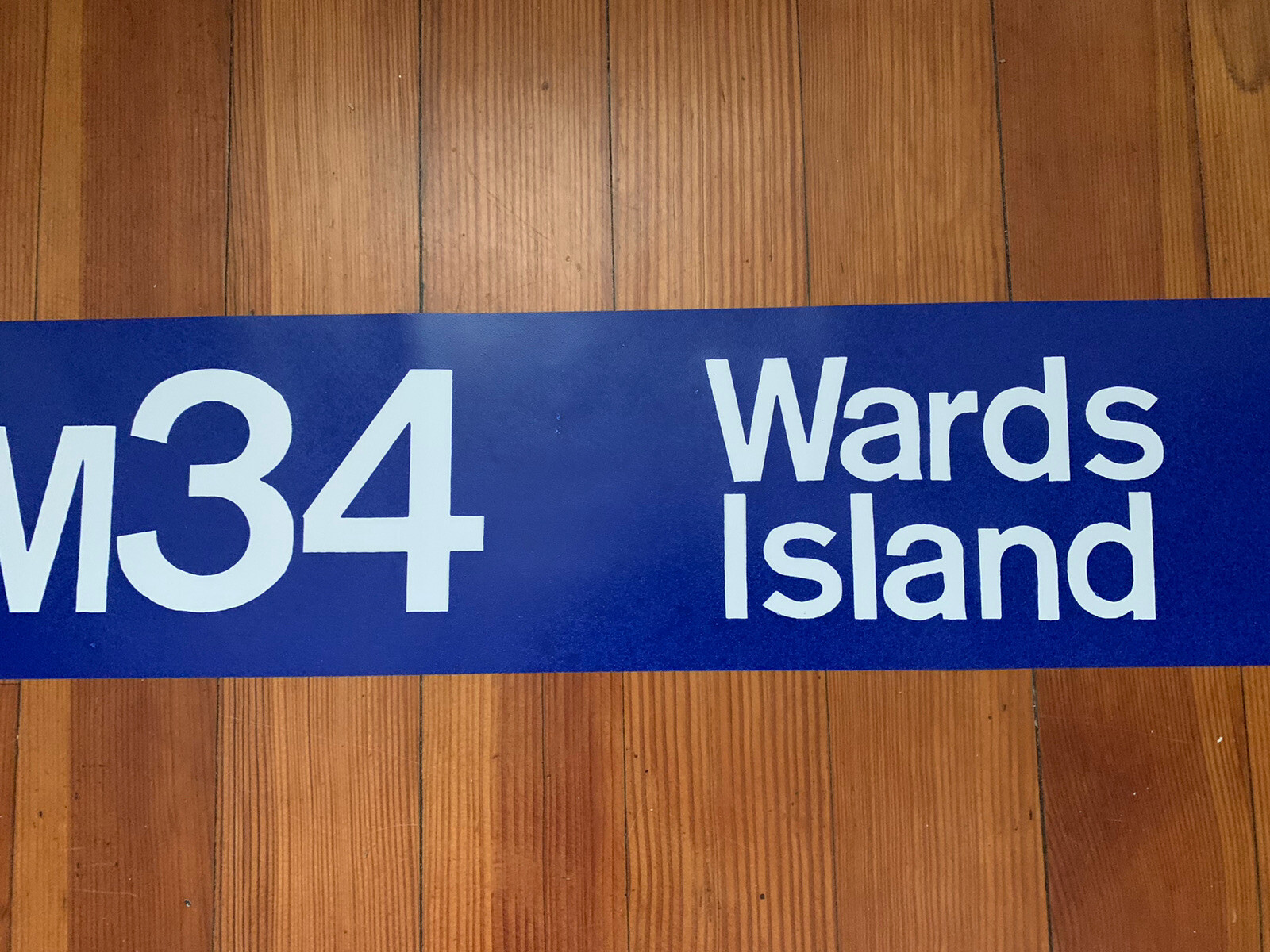 NY NYC BUS ROLL SIGN 1974 GM 4808 M34 WARDS ISLAND VINTAGE TRANSIT COLLECTIBLE