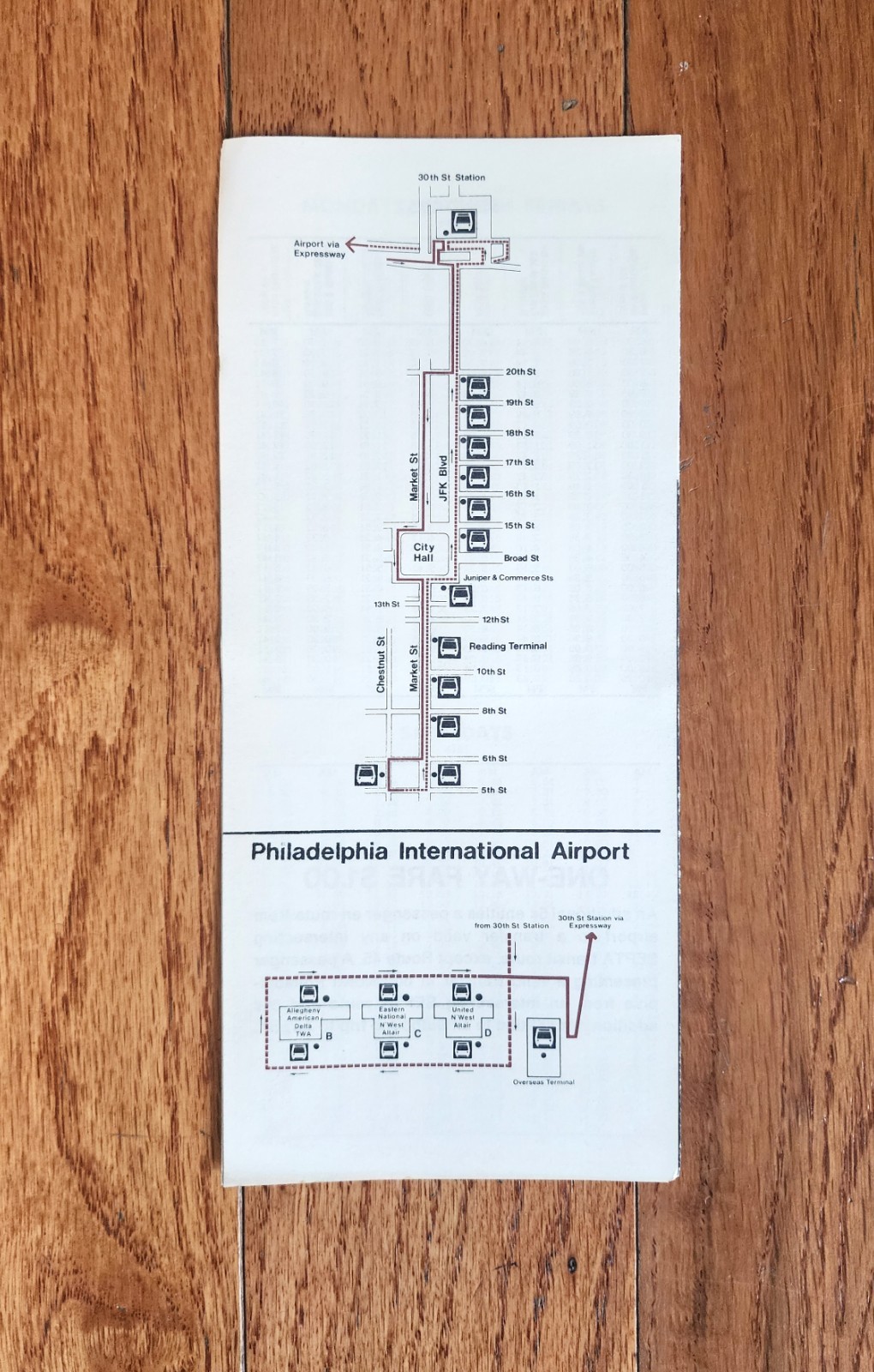 1975 SEPTA BUS TIME TABLE AIRPORT EXPRESS PHILADELPHIA PA