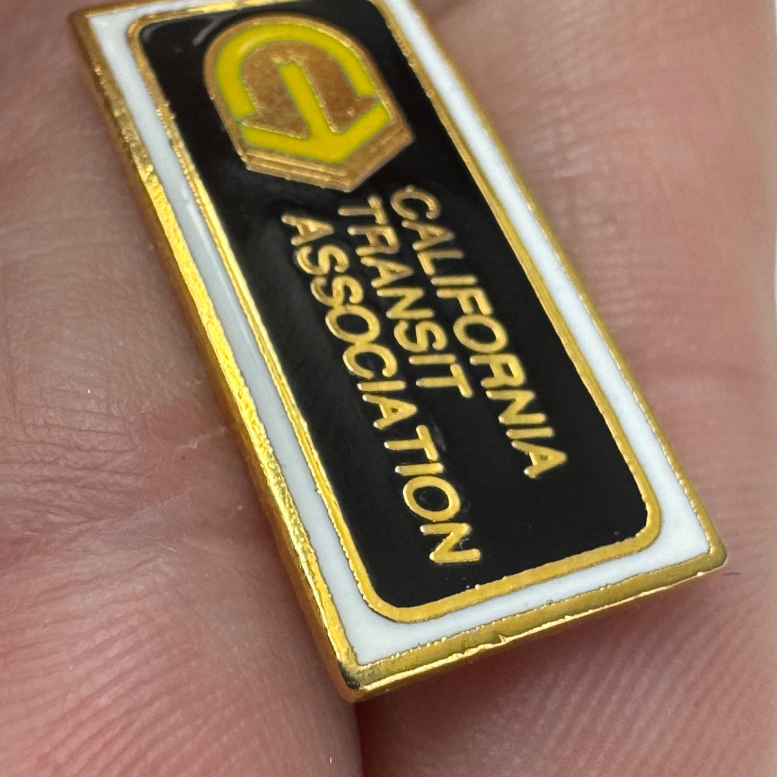 Rare California Transit Association Lapel Pin CTA Logo Enamel Vintage Gold