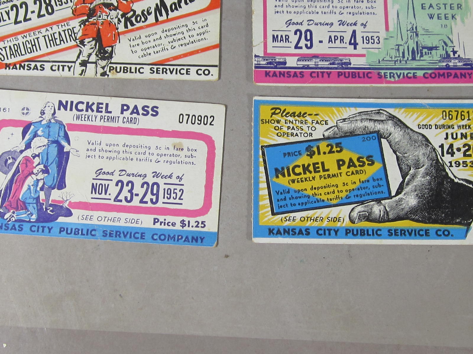 Vintage 1950’s KANSAS CITY Transit Bus NICKEL PASS 14 pcs
