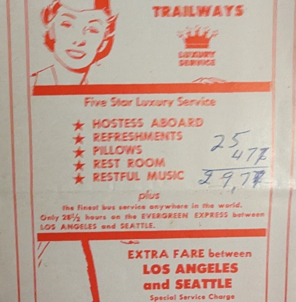 Vintage 1958 Continental Trailways Time Table No. 8 Western And Pacific Lines