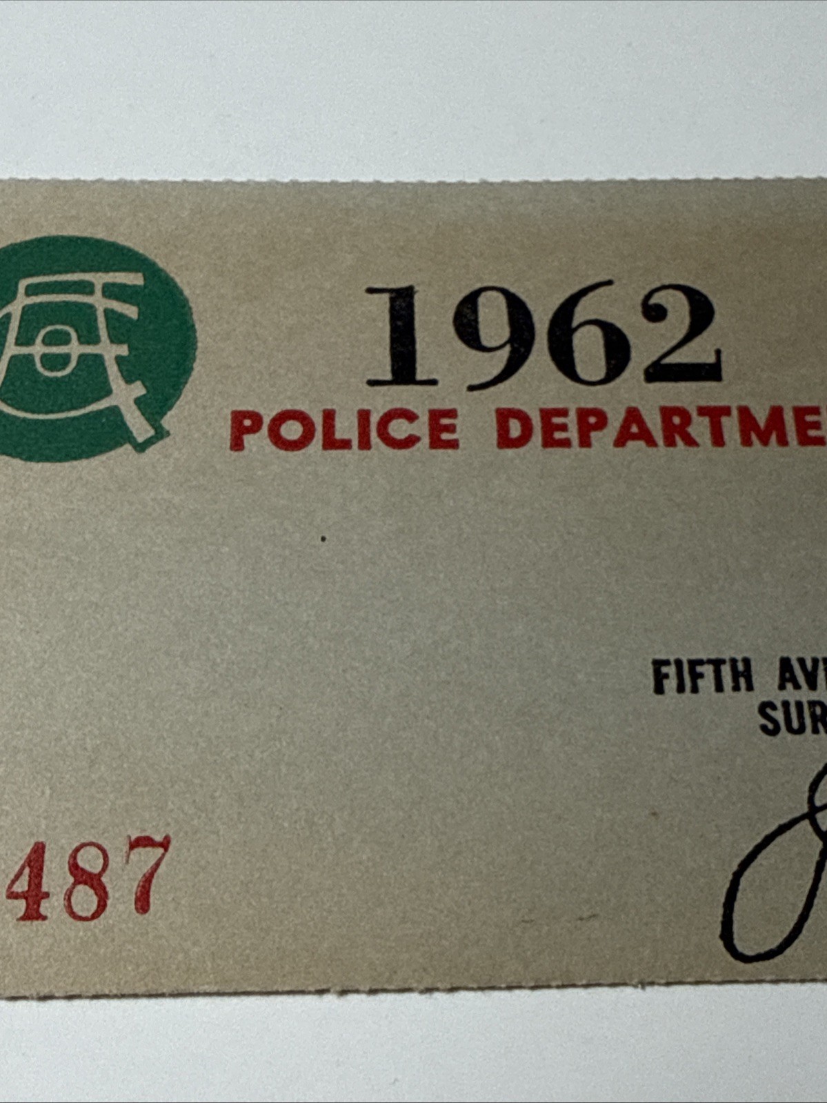 1962 NYC New York Fifth Avenue Coach Lines Police Dept Bus Transit Pass Card Vtg