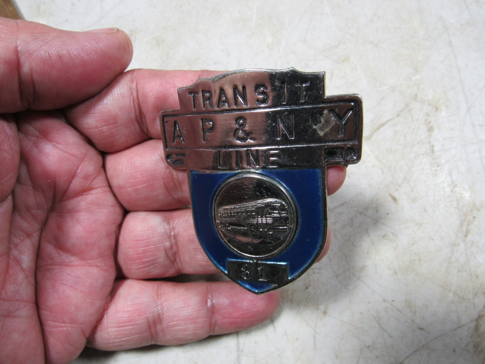 Vintage 1960s70s A.P. & N.Y. Transit Bus Line Hat Badge
