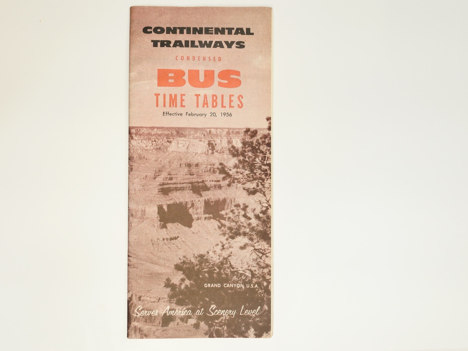 Continental Trailways Condensed Bus Timetables Feb.20, 1956