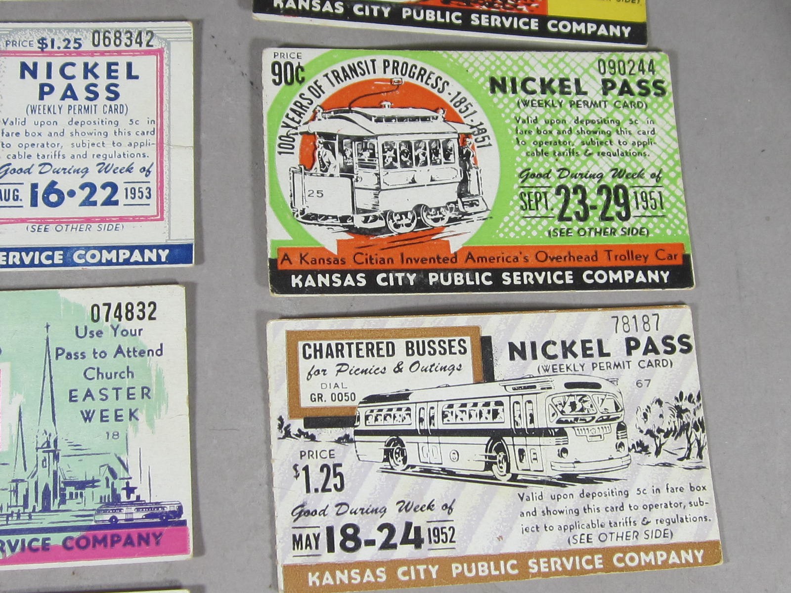 Vintage 1950’s KANSAS CITY Transit Bus NICKEL PASS 14 pcs
