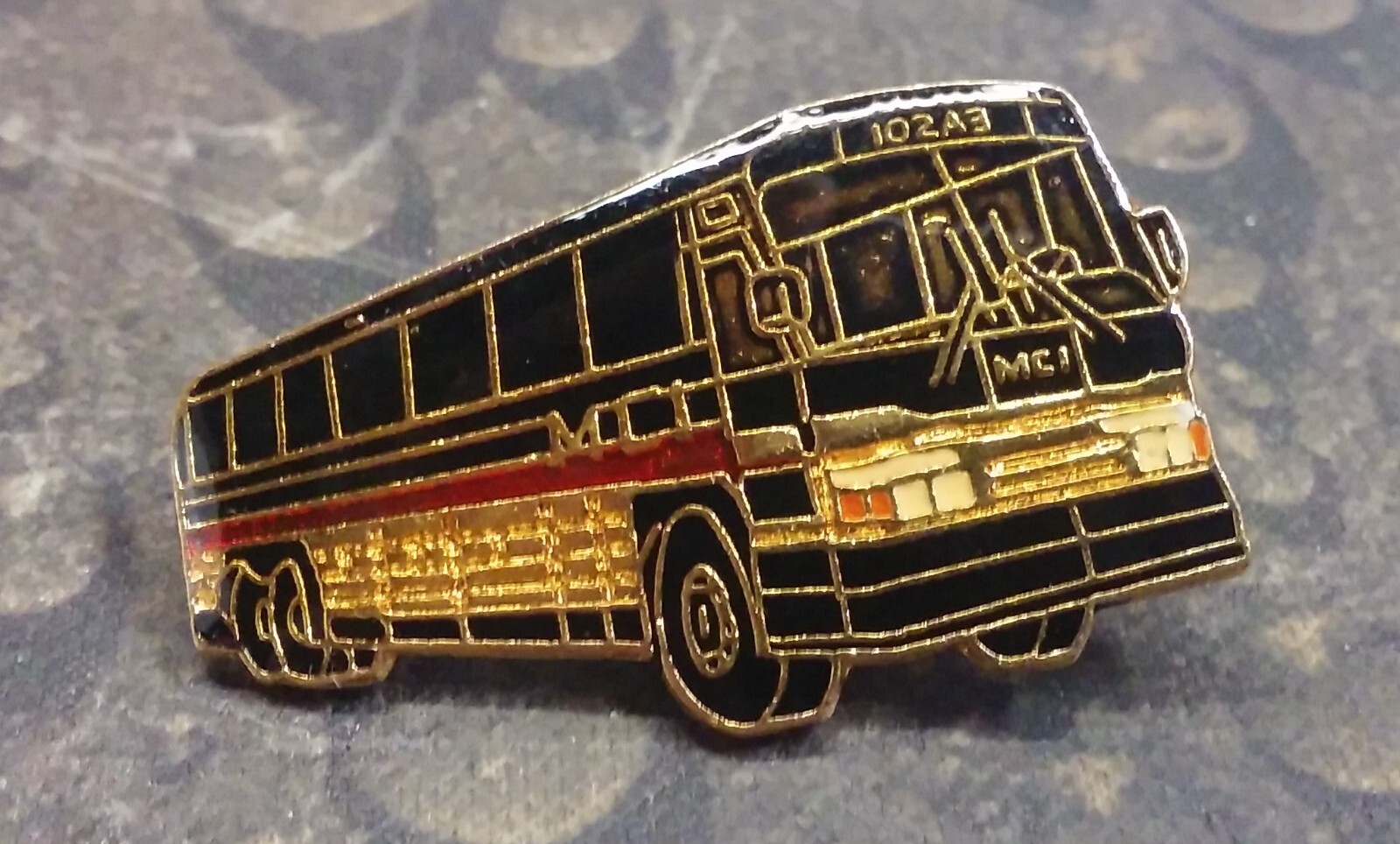 Motor Coach Industries MCI bus driver vintage tie tack pin badge Model 102 A3