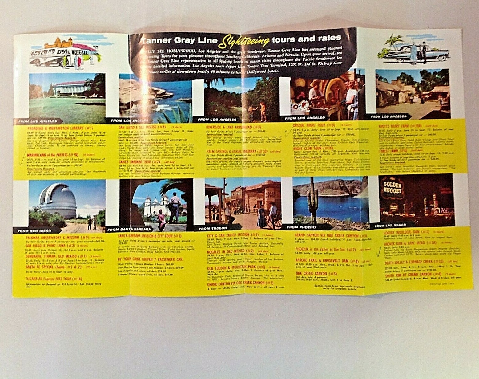 Vtg 1964 Tanner Gray Line South California Arizona Nevada Sightseeing Brochure