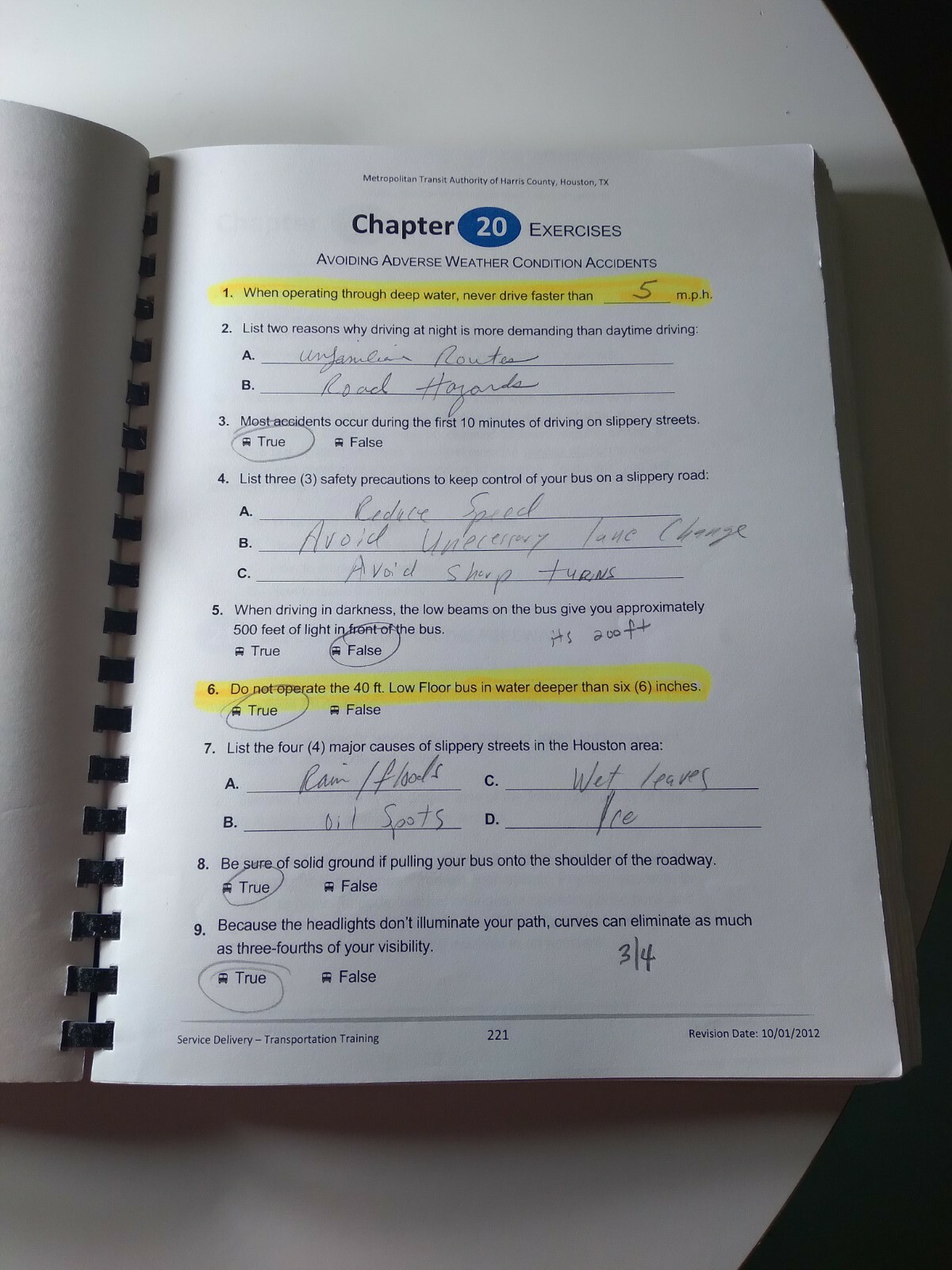 Harris County Transit Authority, Houston Texas, BUS OPERATOR STUDENT’S MANUAL