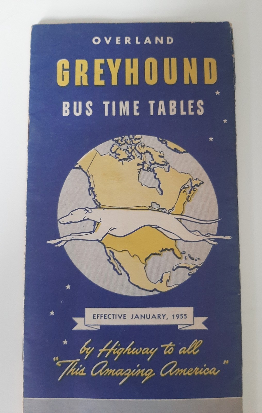 VTG January 1955 Greyhound/Overland Bus Time Table Mid-Century Vintage Travel