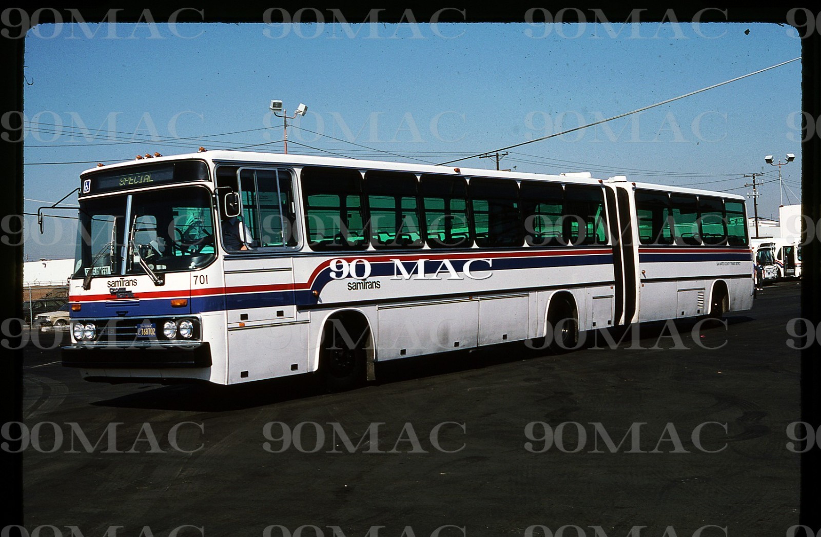 SAMTRANS. CROWN IKARUS BUS #701. San Mateo (CA). Original Slide 1981. (B)