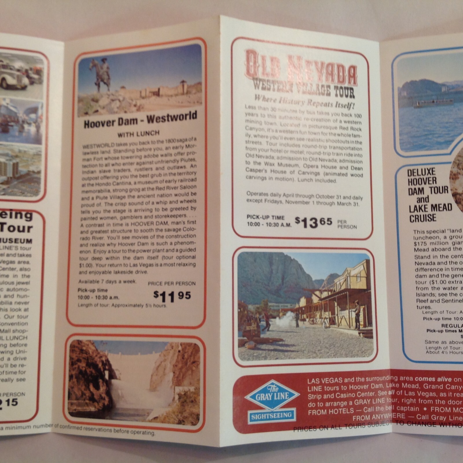 Vintage The Gray Line Sightseeing Tours Color Brochure Las Vegas Nevada Bus Tour