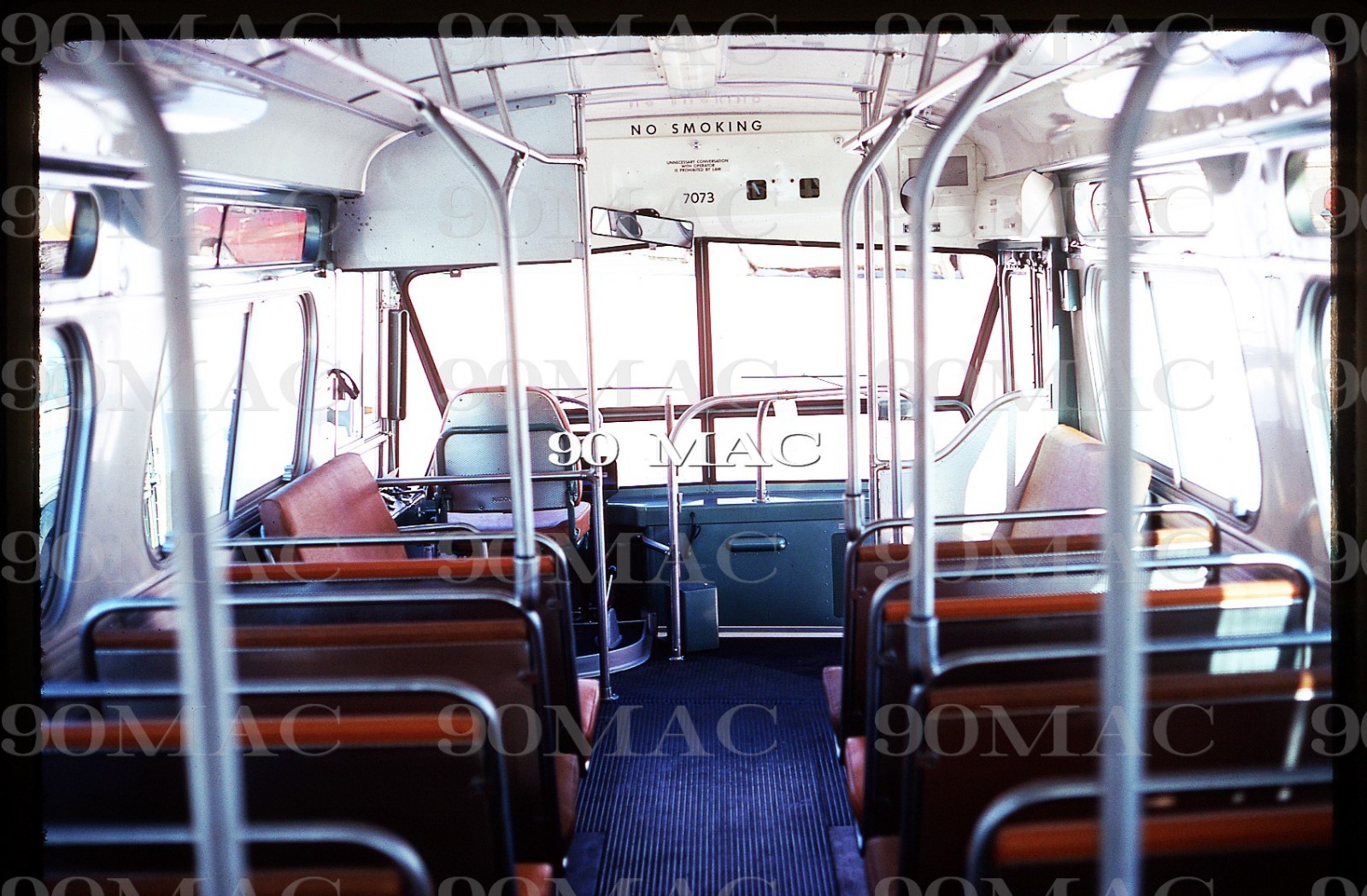 SCRTD-RTD. FLXIBLE BUS #7073. Loudonville (OH). Original Slide 1971. INTERIOR.