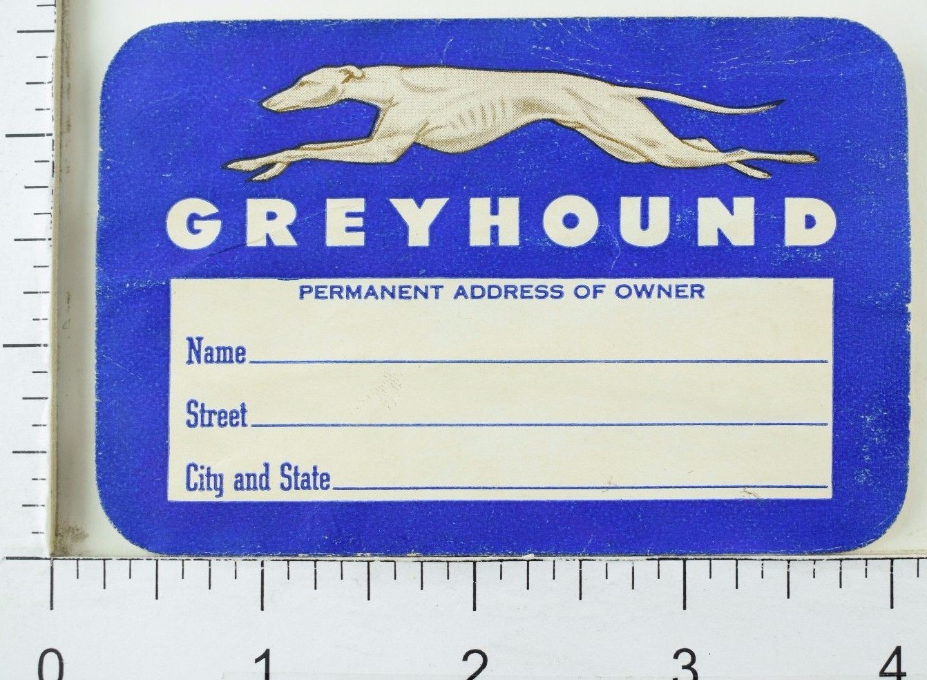 1940’s-50’s Greyhound Luggage Label Bus Transportation Dog Image F94