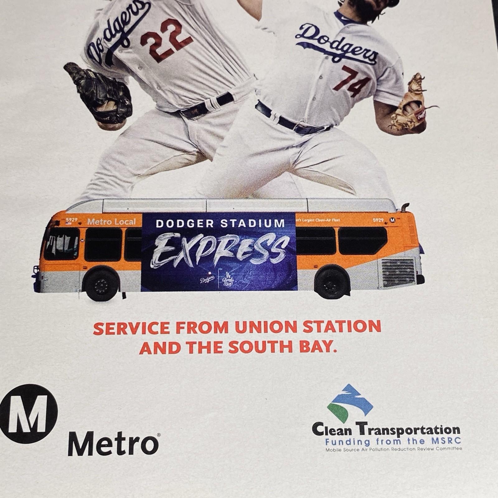Print Ad 2019 Dodgers Kershaw #22 Baseball Los Angeles Metro City Bus Collectors