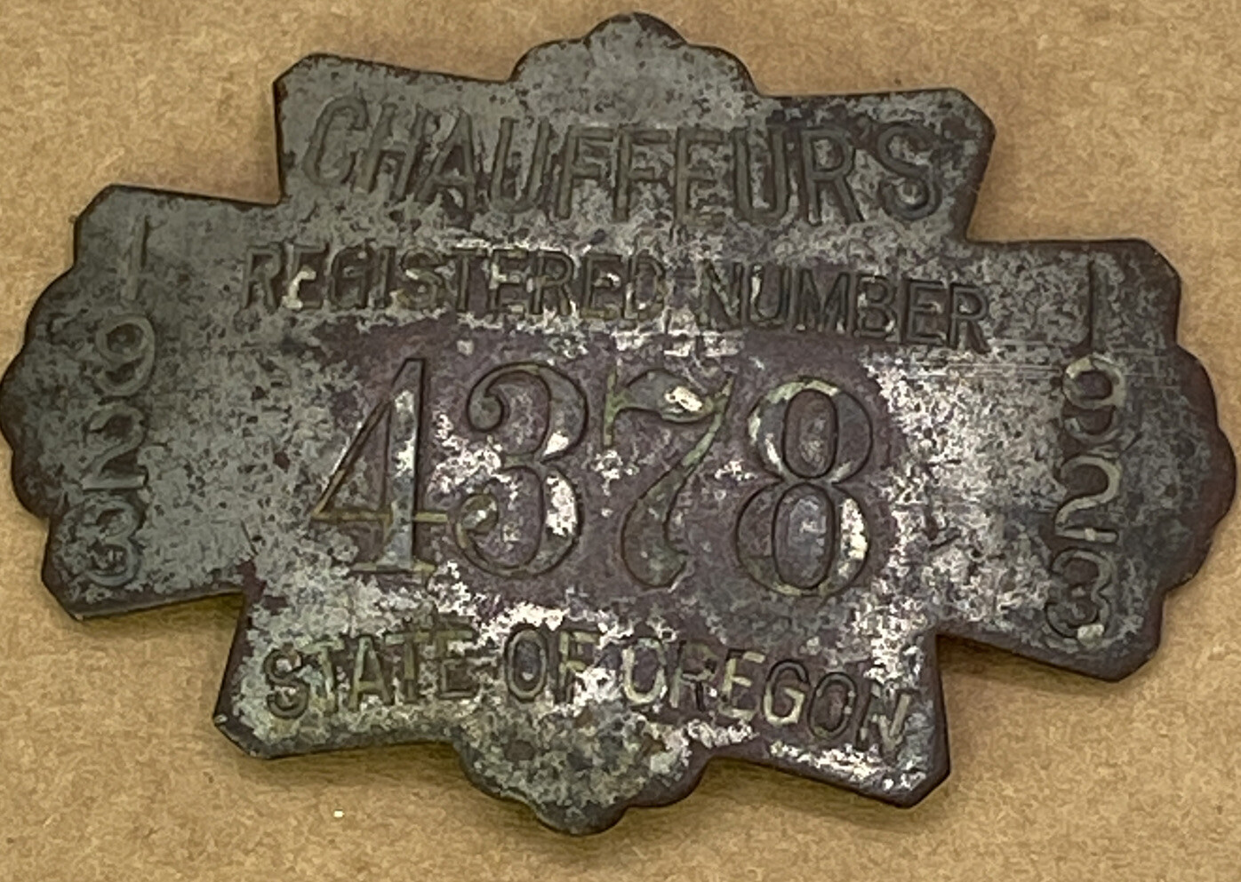 Antique 1923 Oregon OR Chauffeur Badge Pin CDL Employee ID Driver License