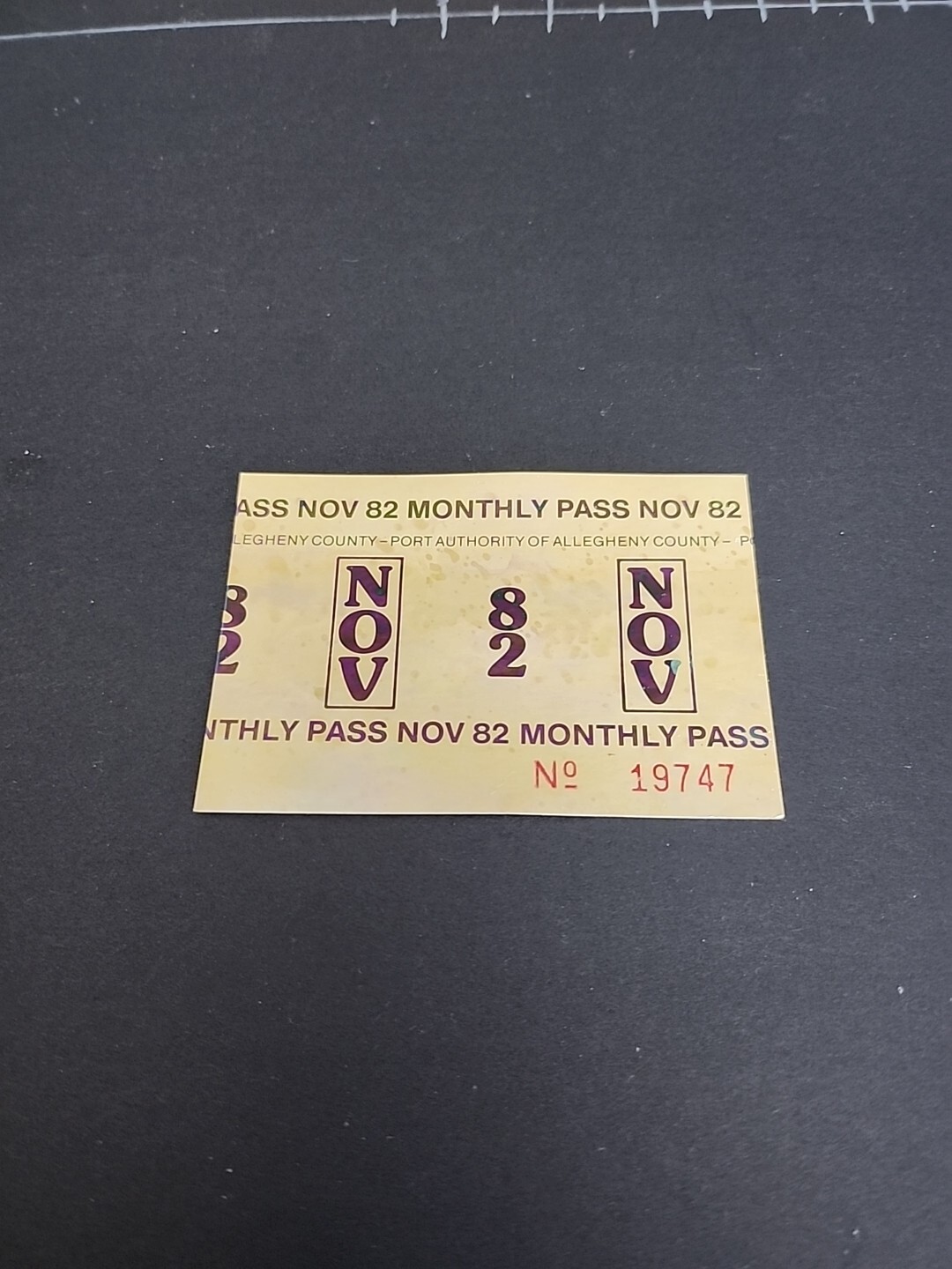 Vtg PAT Bus / Streetcar Monthly Pass Port Authority Allegheny County Rare 1982