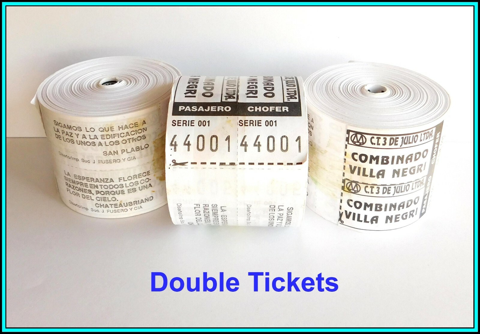LOT of 3 (three) ROLLS of Combined DOUBLE TICKETS from Argentina – UNUSED