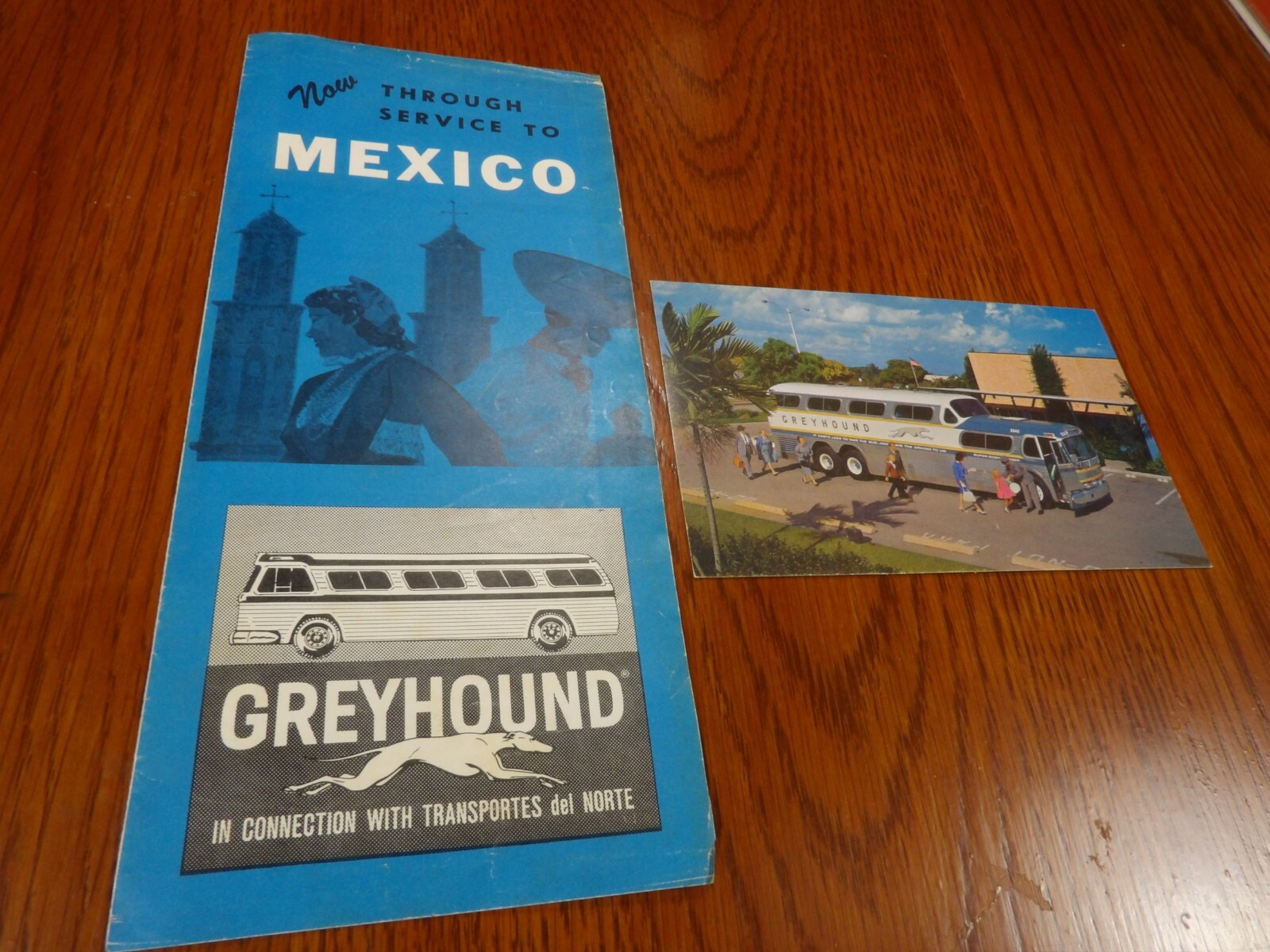 Vtg MCM Greyhound Bus Super Scenicruiser Mexico Travel Brochure & Postcard