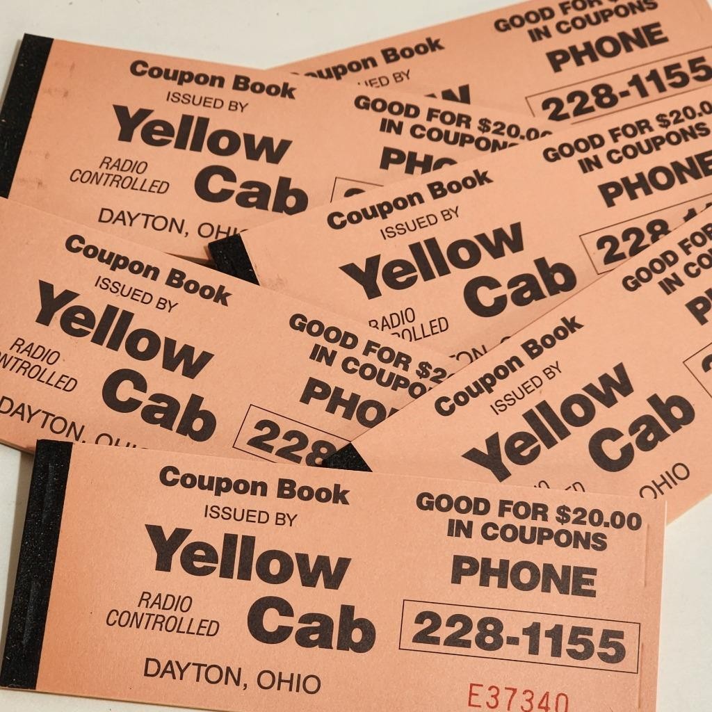 unused yellow cab coupon book vintage taxicab script complete 60 coupon booklet