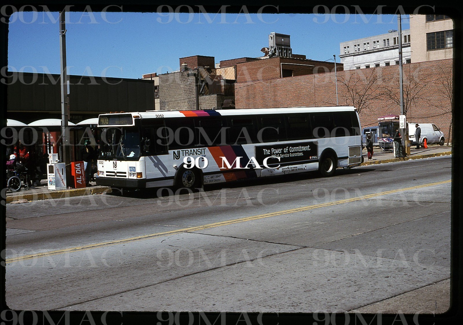 NEW JERSEY TRANSIT-NJT. FLXIBLE BUS #3052. Original Slide. Hoboken (NJ) 1996.